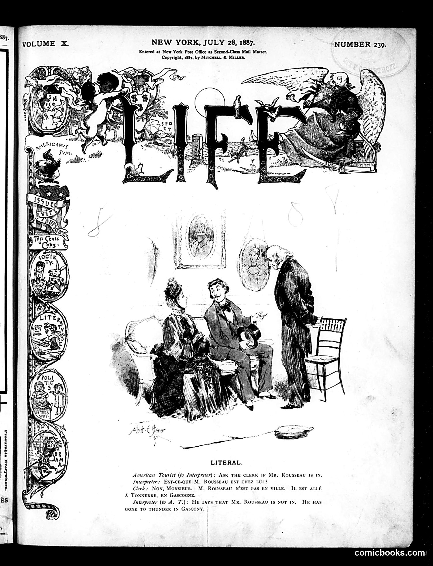 Life — July 28, 1887 — page 1: Life, 1887-07-28