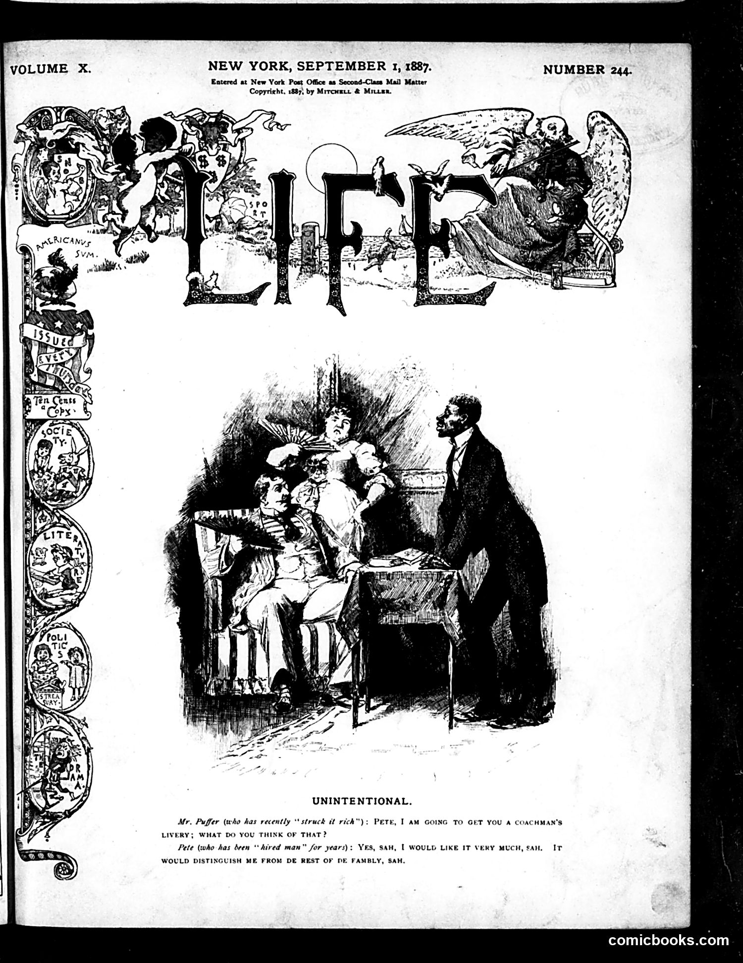 Life — September 1, 1887 — page 1: Life, 1887-09-01
