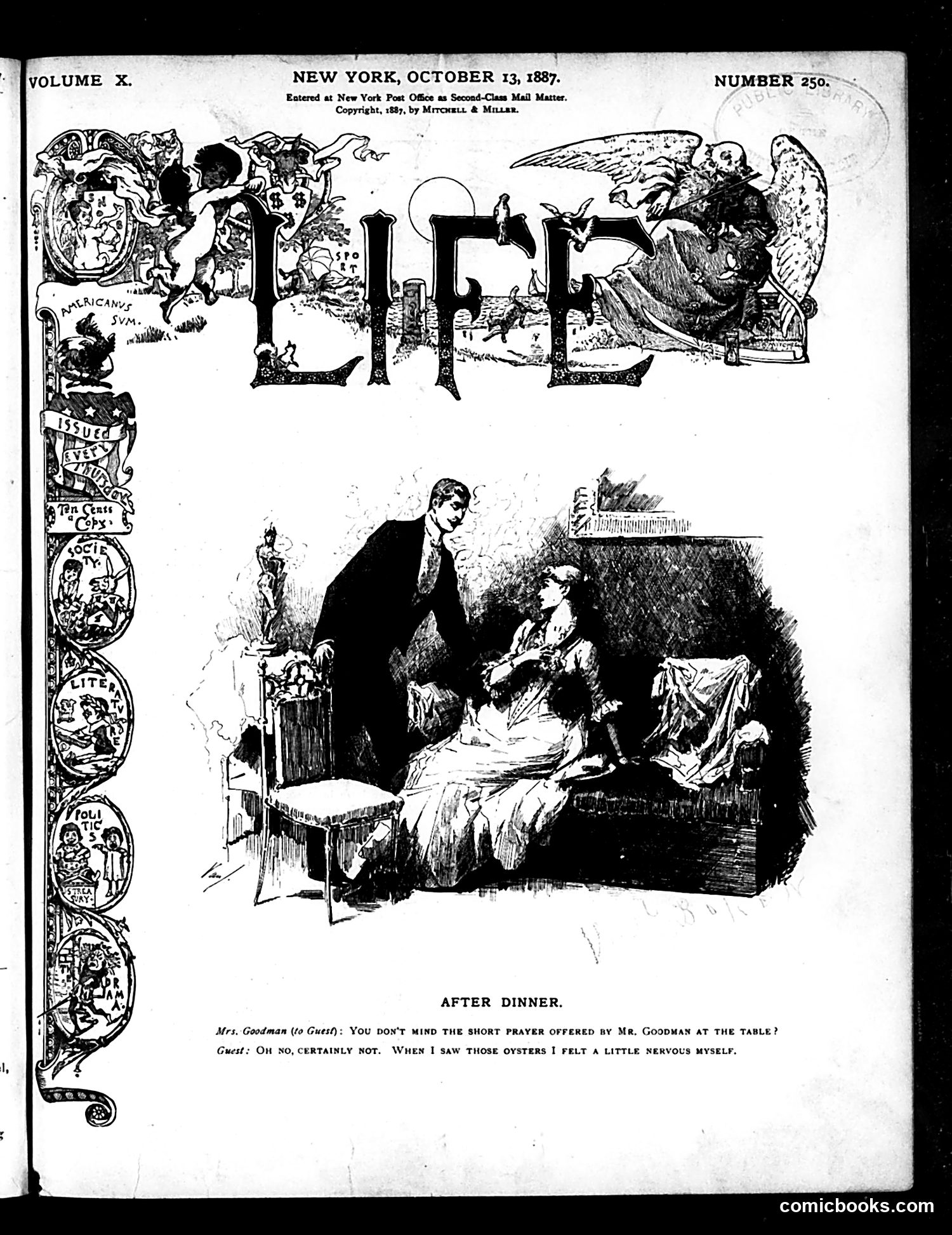 Life — October 13, 1887 — page 1: Life, 1887-10-13