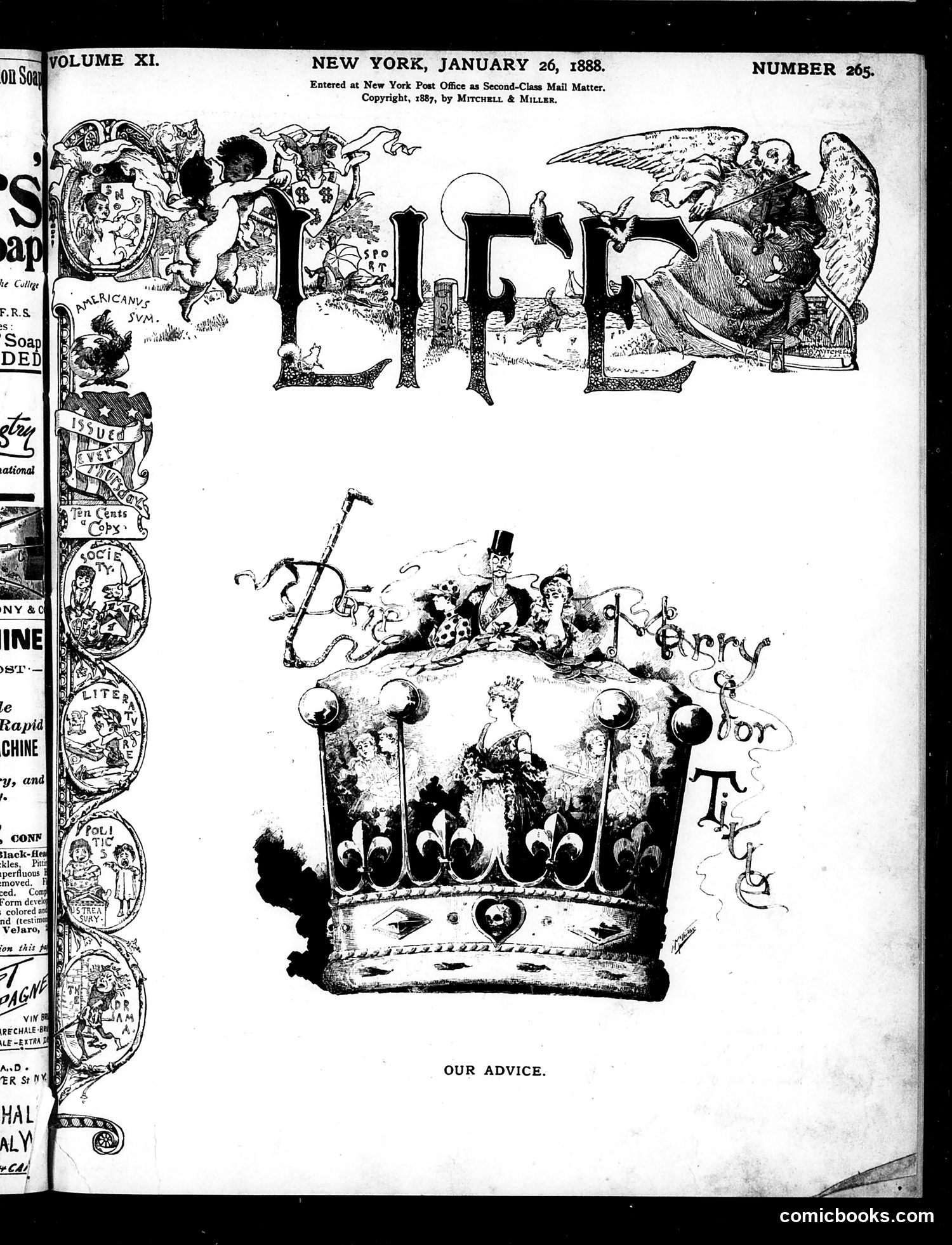 Life — January 26, 1888 — page 1: Life, 1888-01-26
