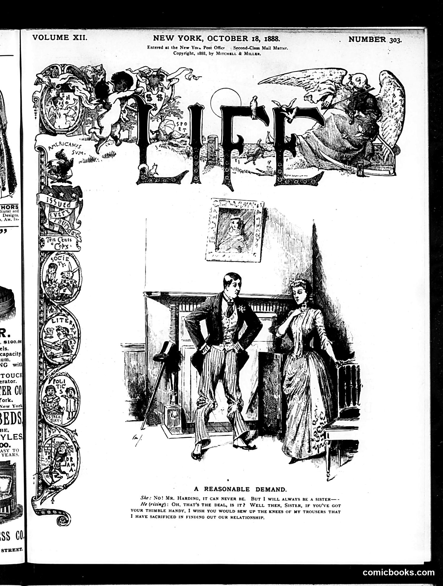 Life — October 18, 1888 — page 1: Life, 1888-10-18