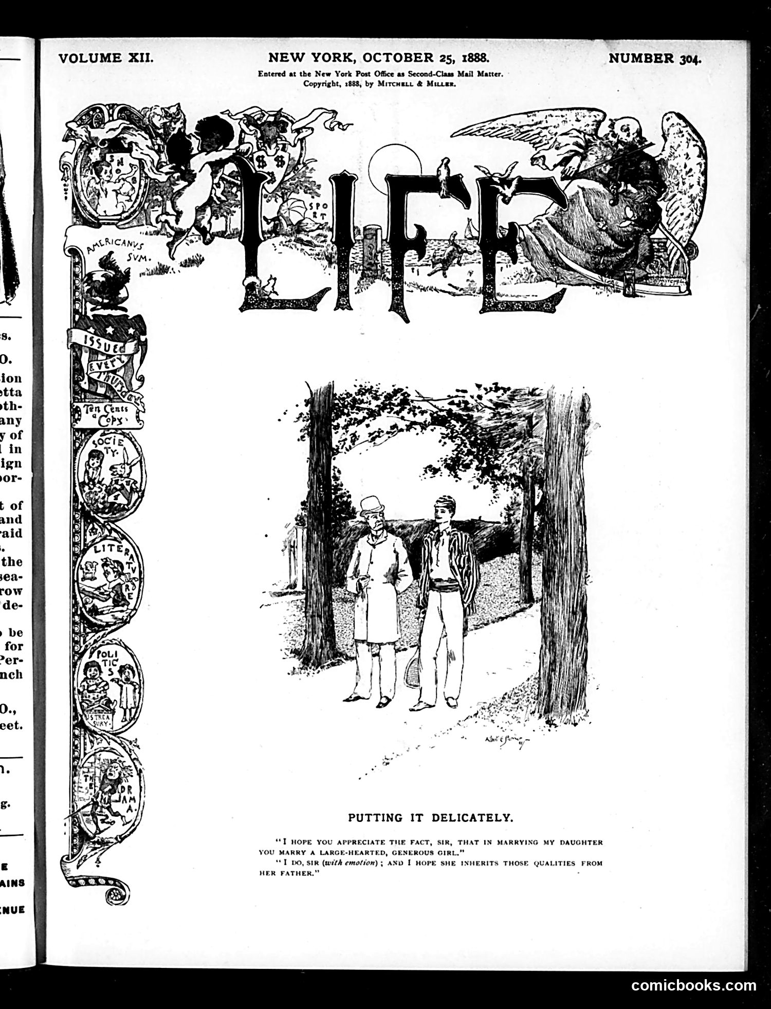 Life — October 25, 1888 — page 1: Life, 1888-10-25