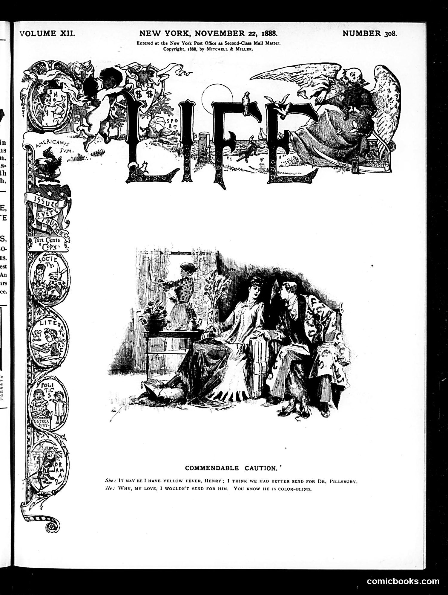 Life — November 22, 1888 — page 1: Life, 1888-11-22