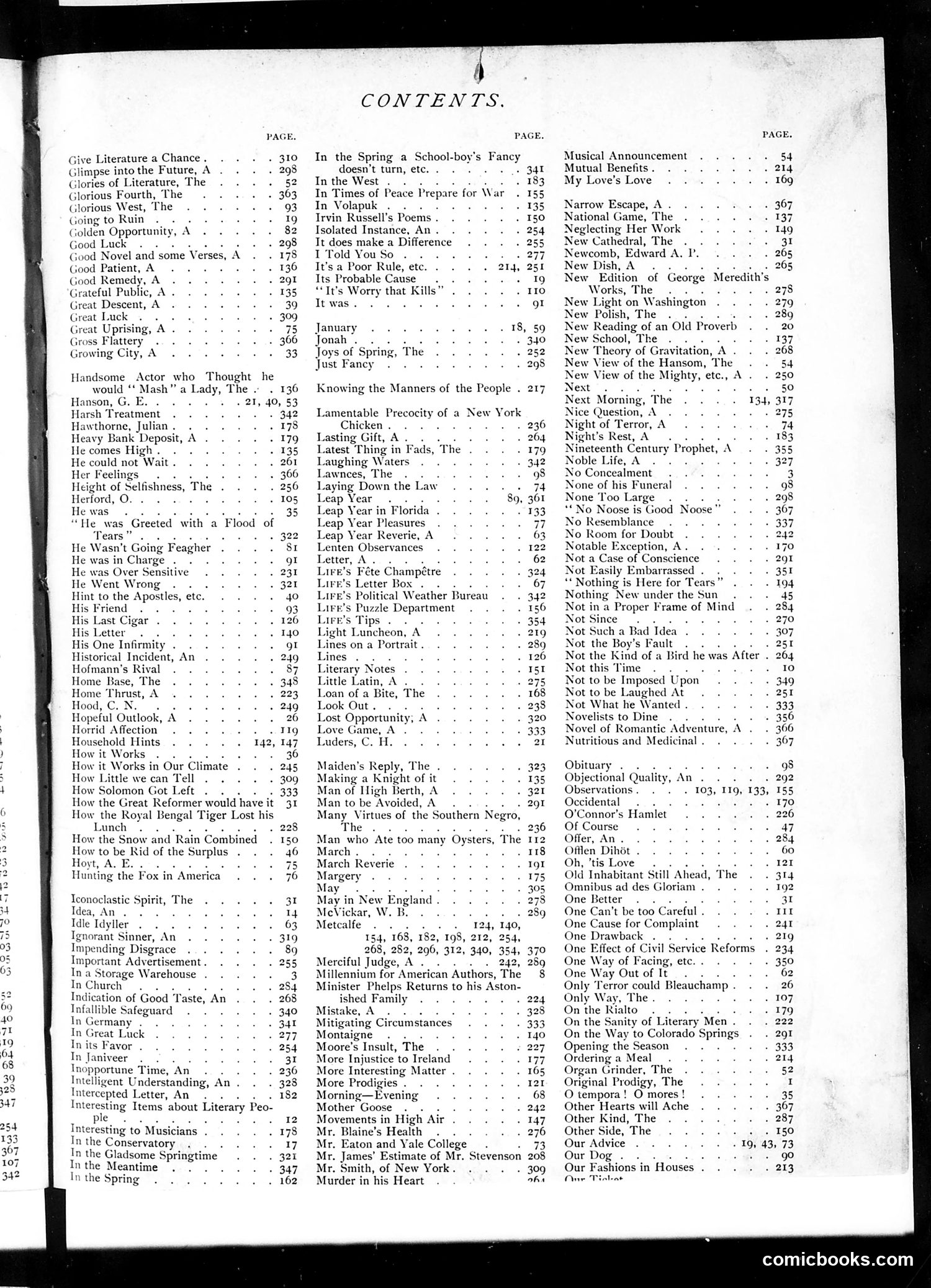 Life — 1888 — page 1: Life, 1888