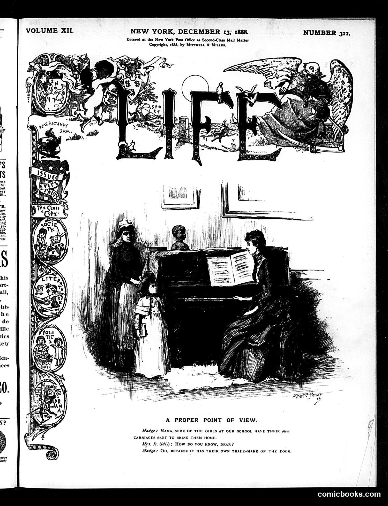Life — December 13, 1888 — page 1: Life, 1888-12-13