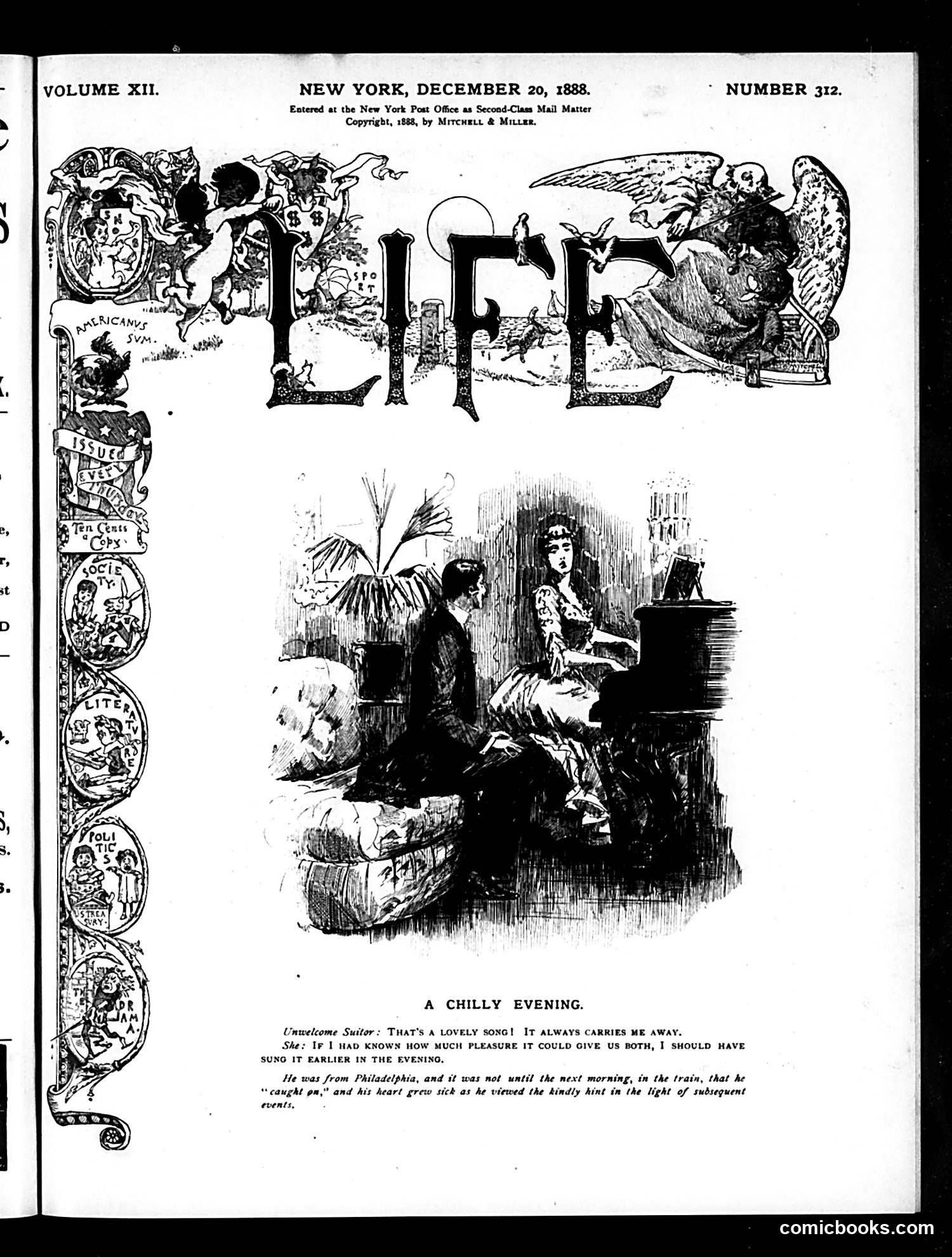 Life — December 20, 1888 — page 1: Life, 1888-12-20