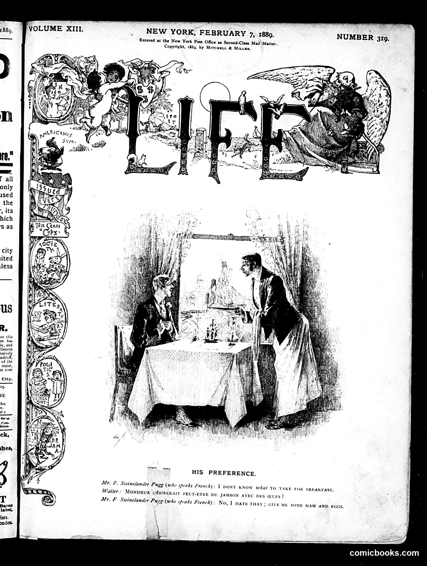 Life — February 7, 1889 — page 1: Life, 1889-02-07