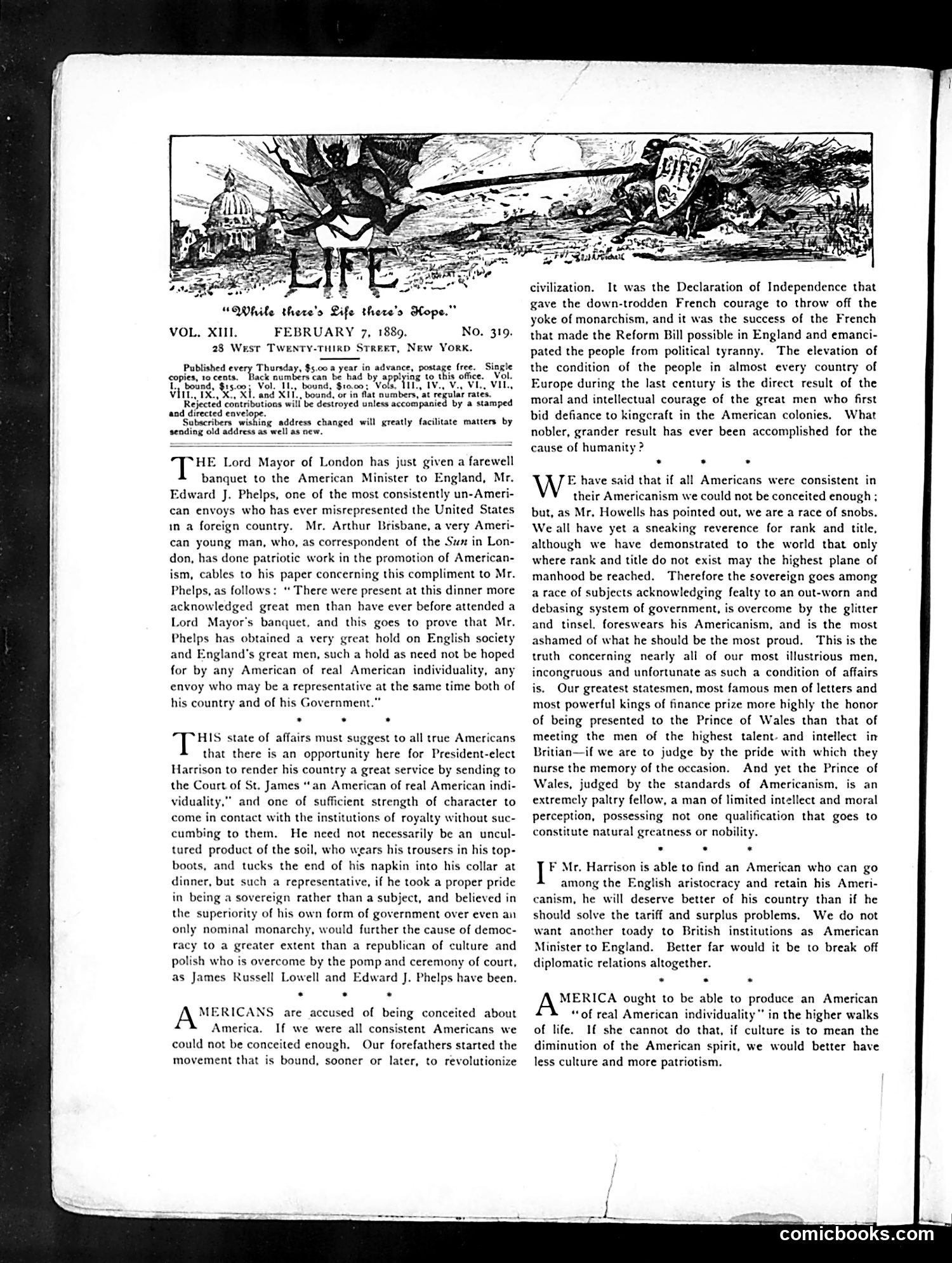 Life — February 7, 1889 — page 2: Life, 1889-02-07