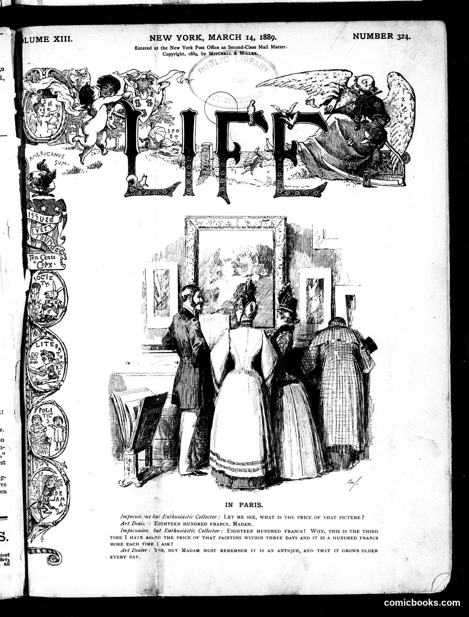 Life — March 14, 1889 — page 1: Life, 1889-03-14