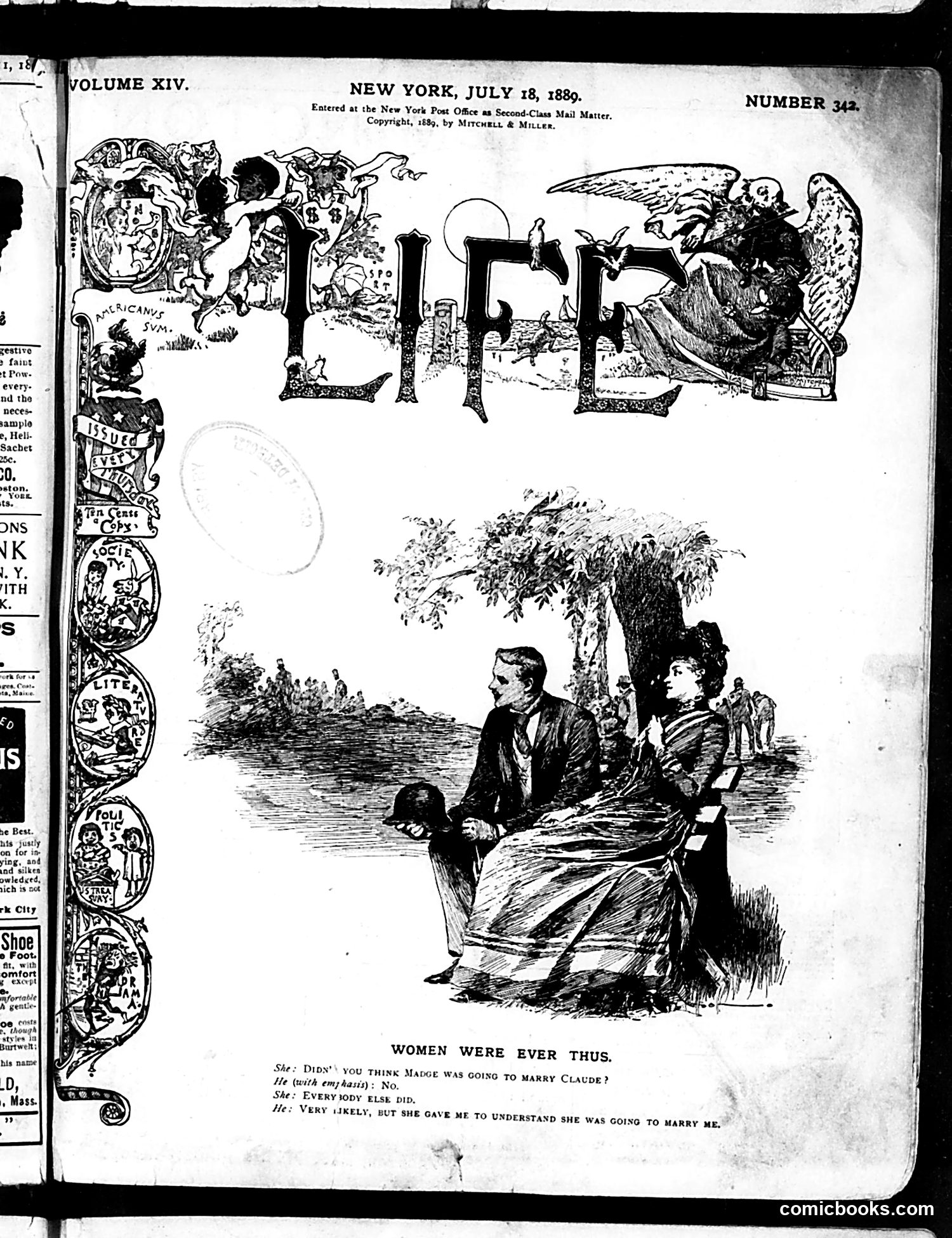 Life — July 18, 1889 — page 1: Life, 1889-07-18