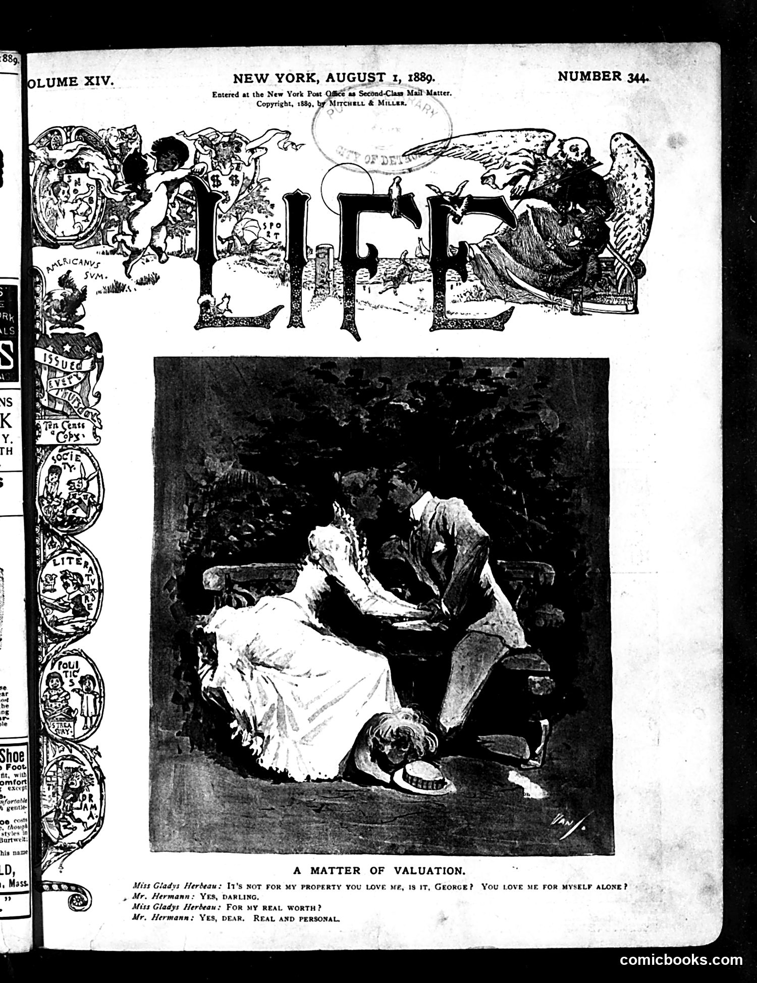 Life — August 1, 1889 — page 1: Life, 1889-08-01