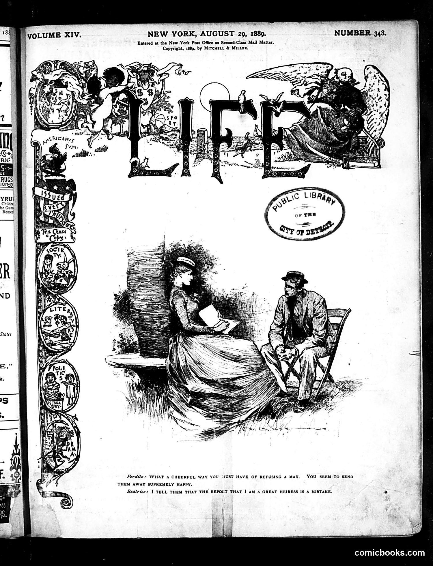 Life — August 29, 1889 — page 1: Life, 1889-08-29