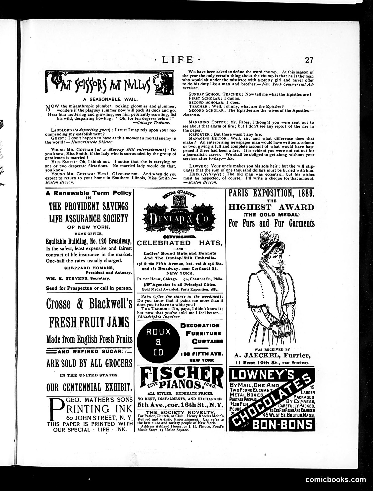 Life — January 9, 1890 — page 13: Life, 1890-01-09
