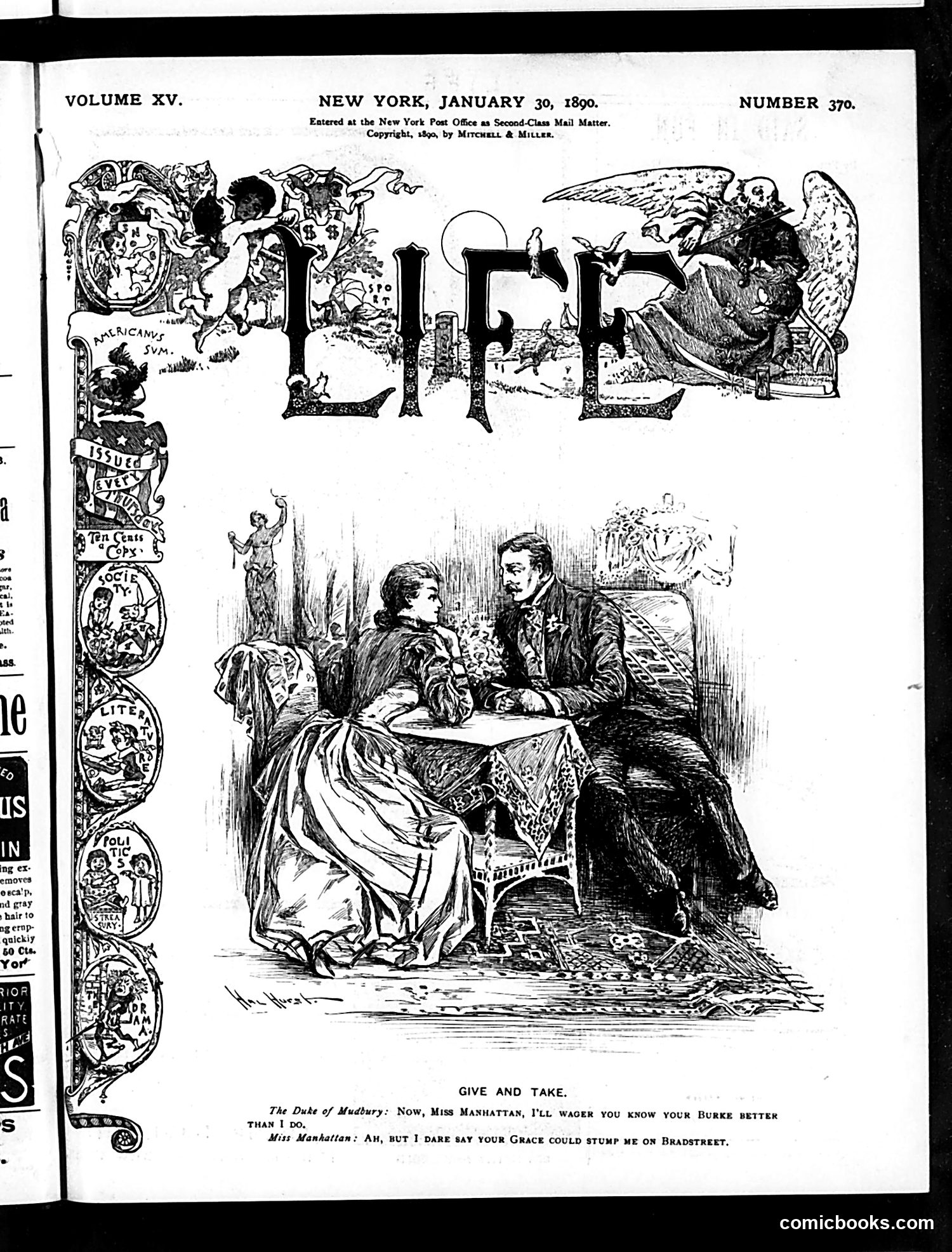 Life — January 30, 1890 — page 1: Life, 1890-01-30