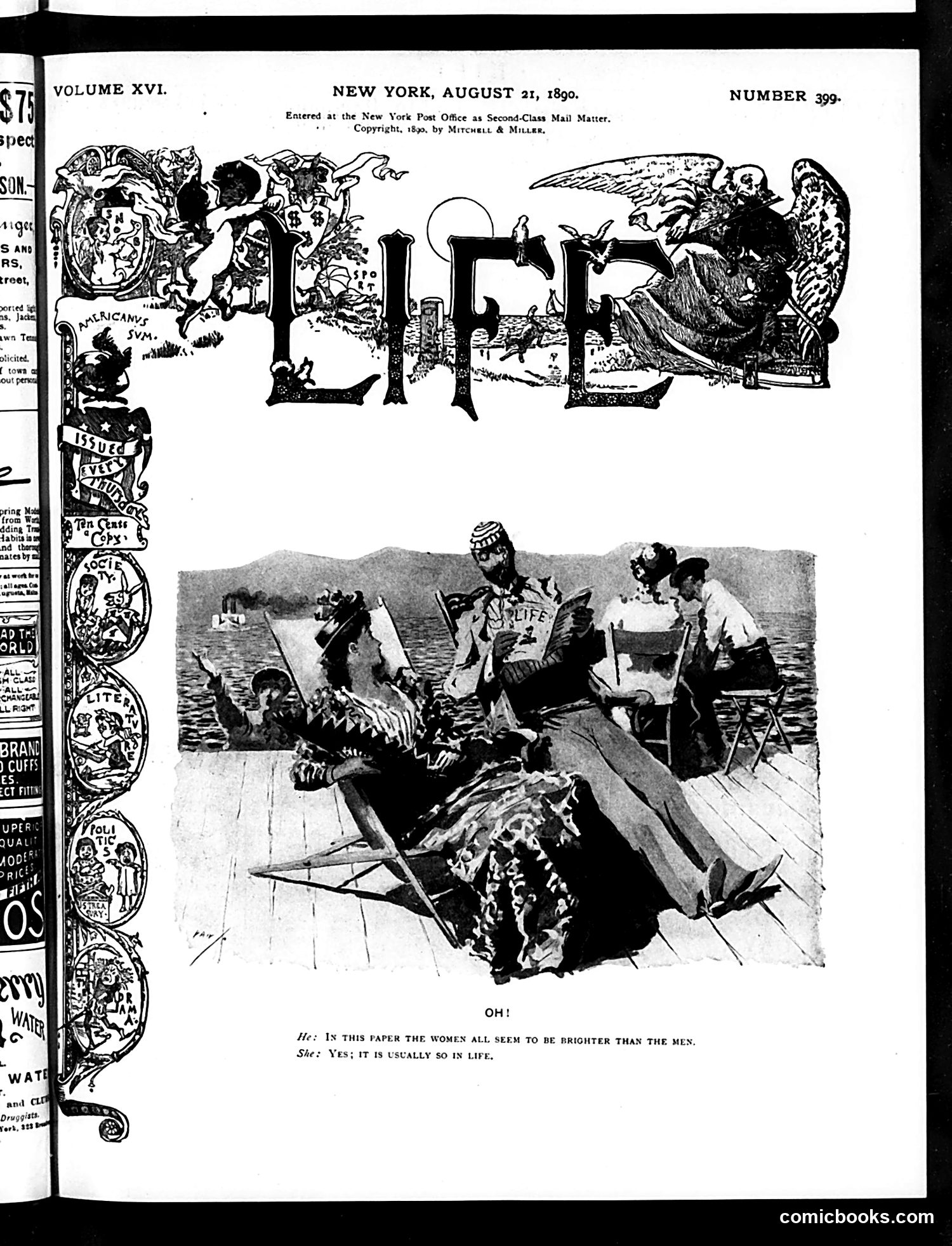 Life — August 21, 1890 — page 1: Life, 1890-08-21