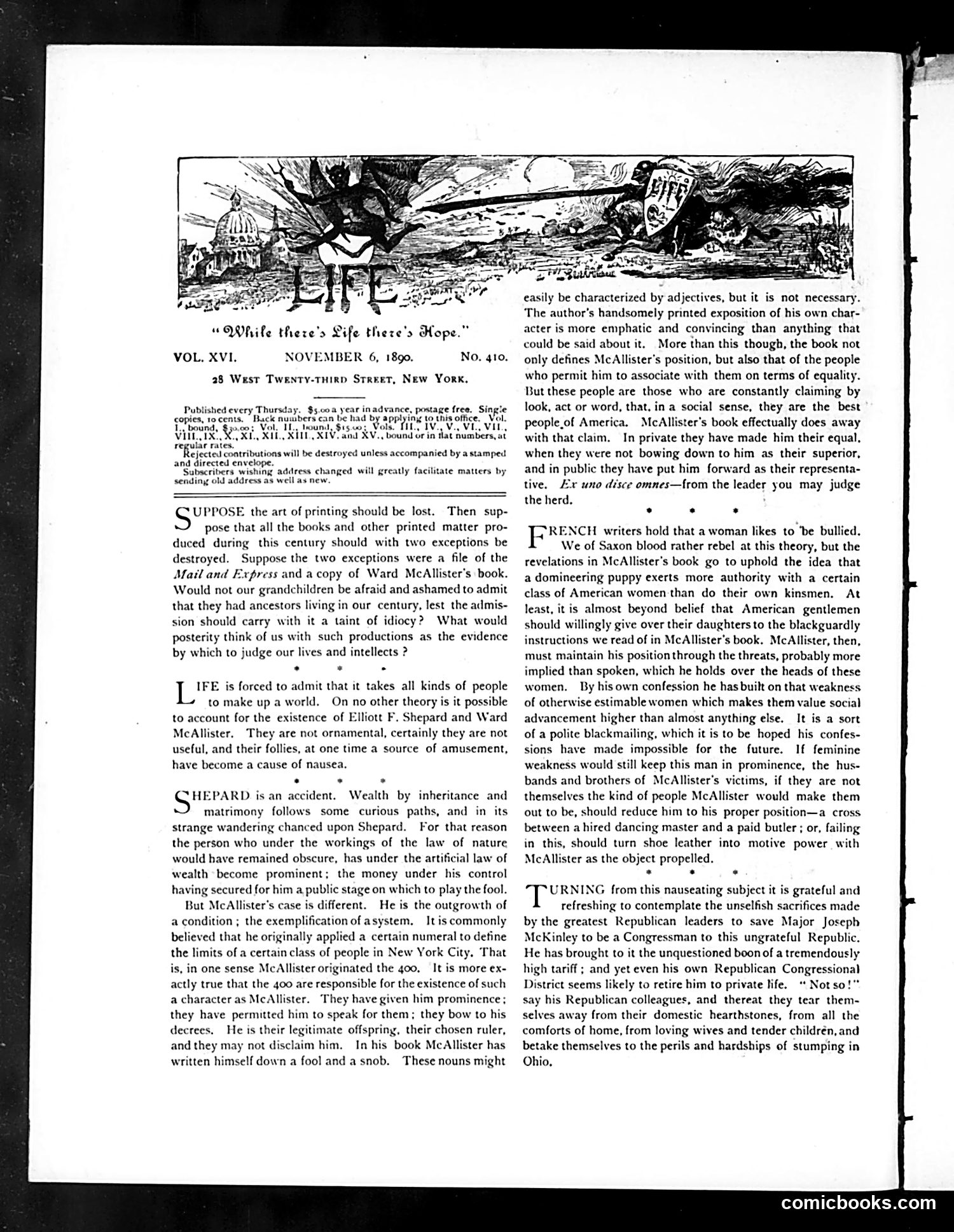 Life — November 6, 1890 — page 4: Life, 1890-11-06