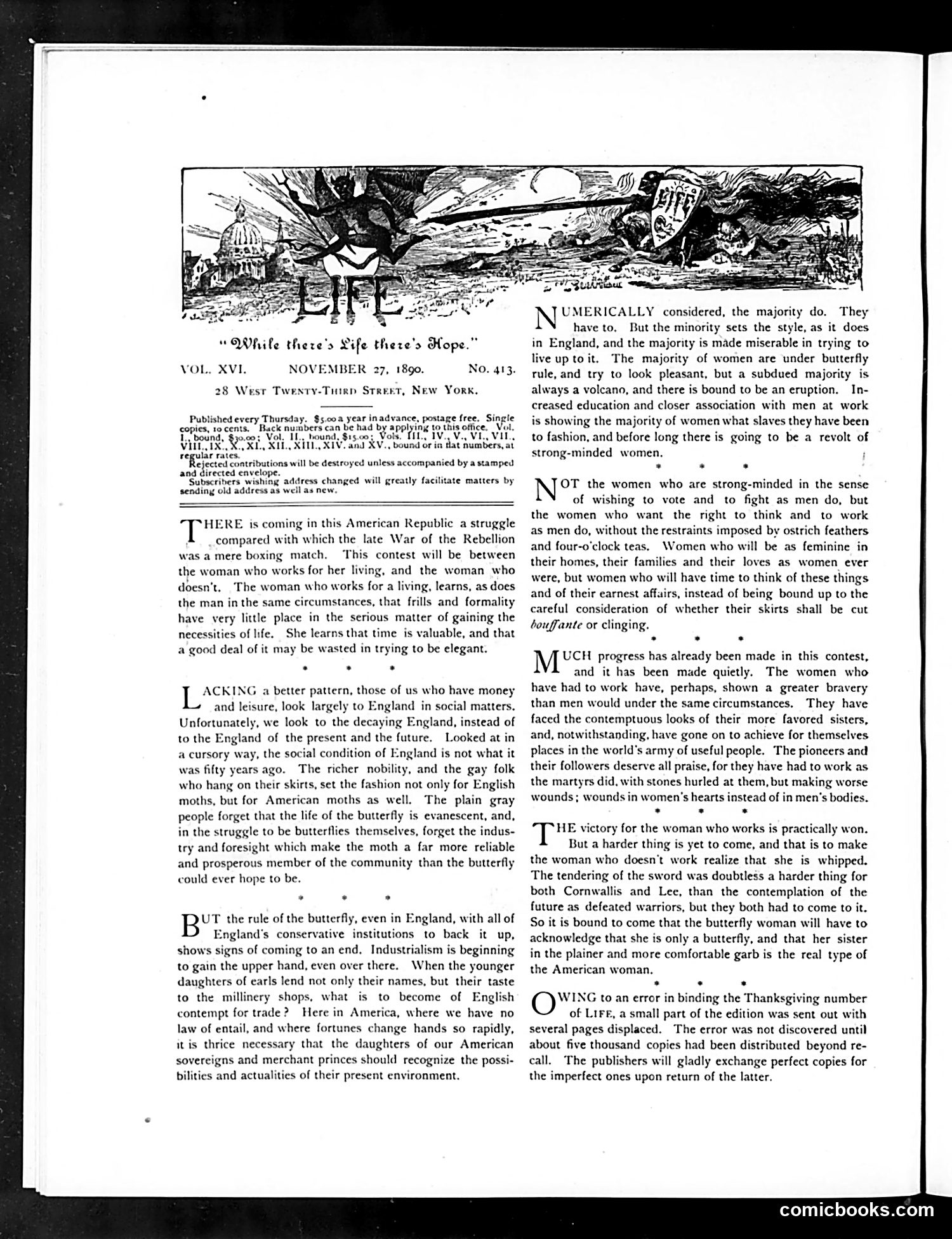 Life — November 27, 1890 — page 4: Life, 1890-11-27
