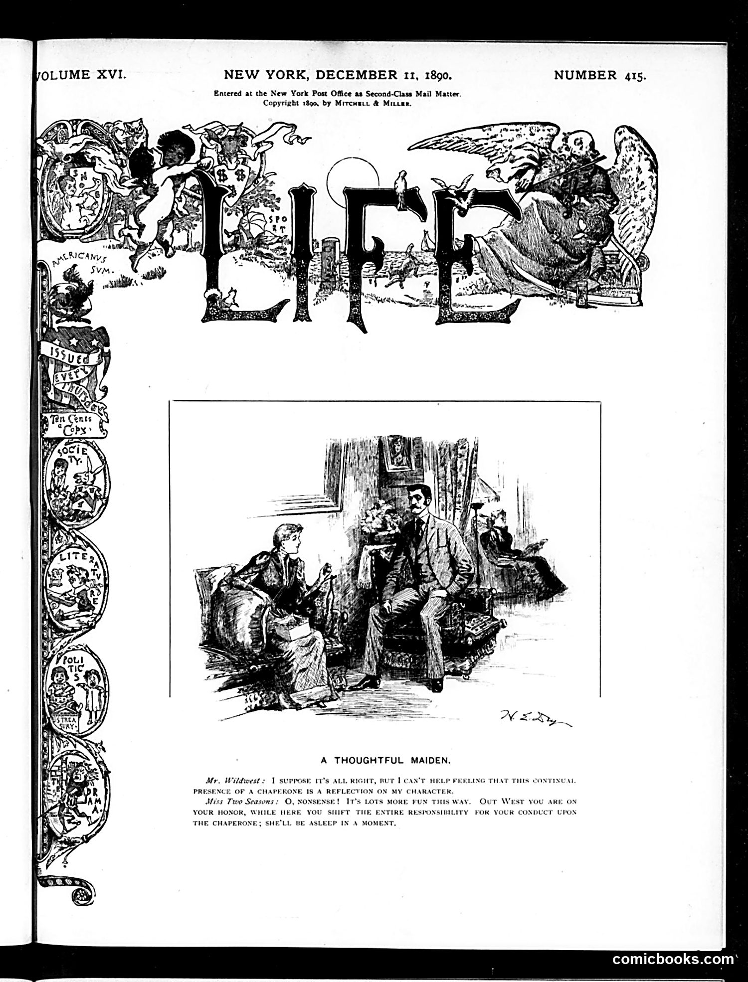 Life — December 11, 1890 — page 1: Life, 1890-12-11