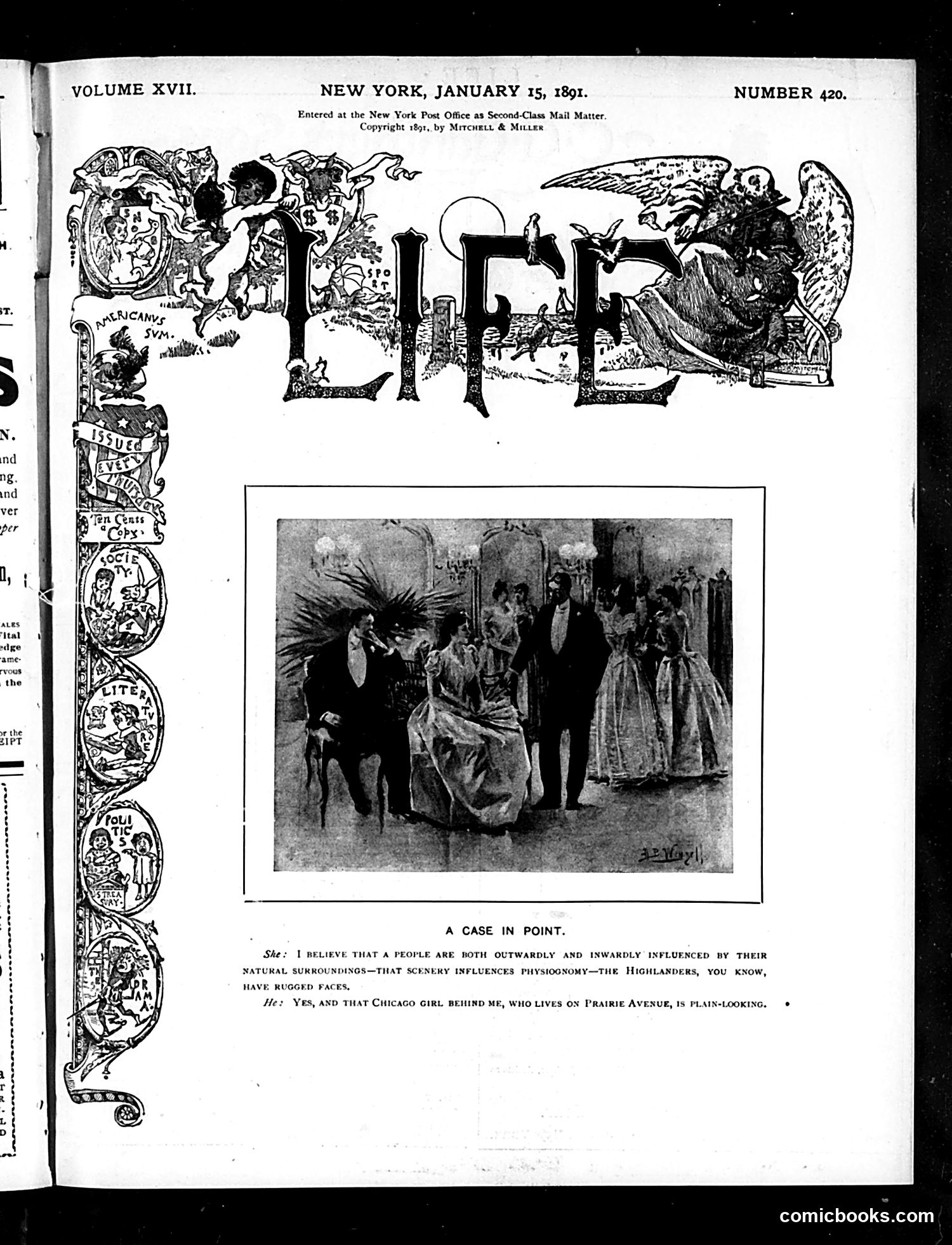 Life — January 15, 1891 — page 1: Life, 1891-01-15