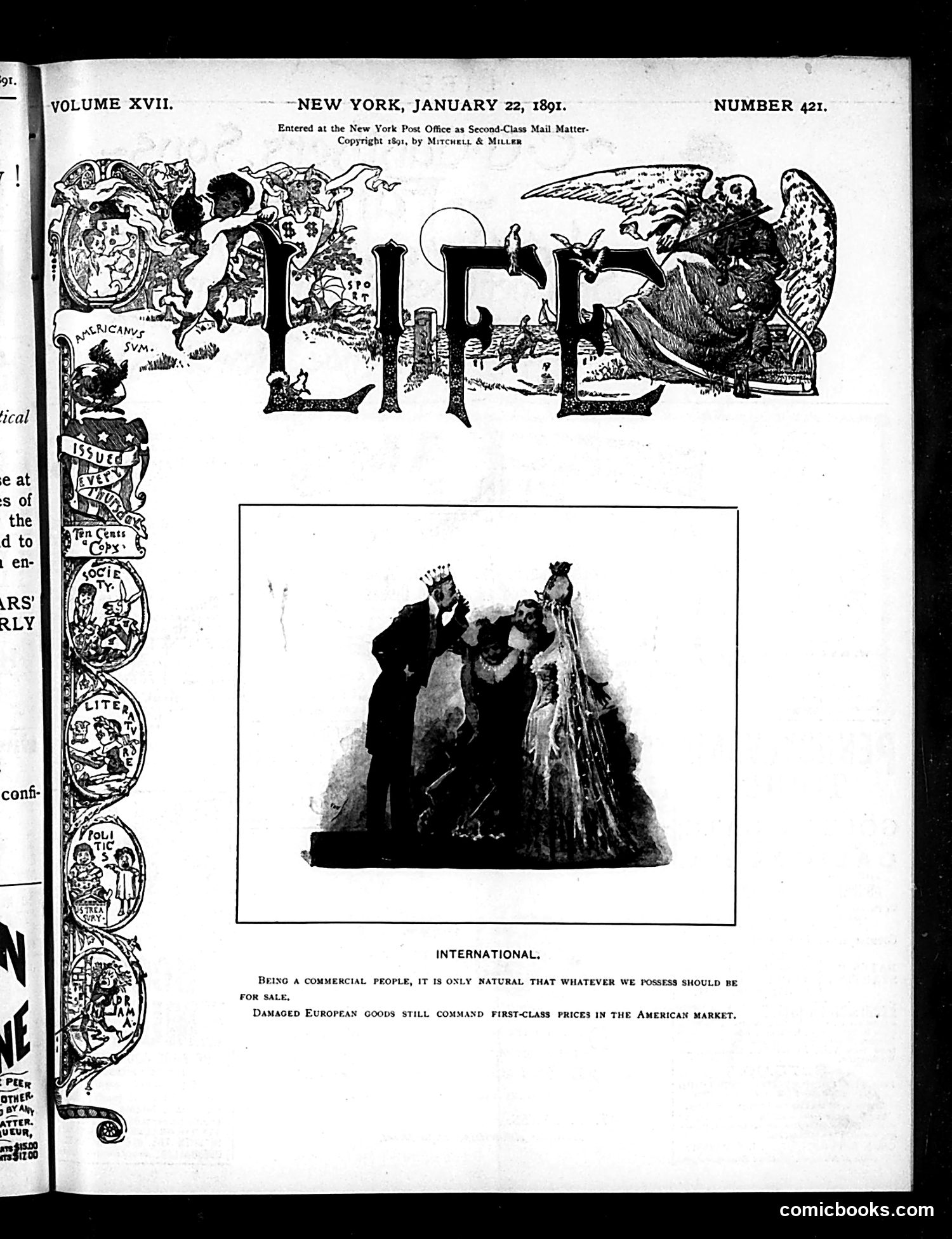 Life — January 22, 1891 — page 1: Life, 1891-01-22