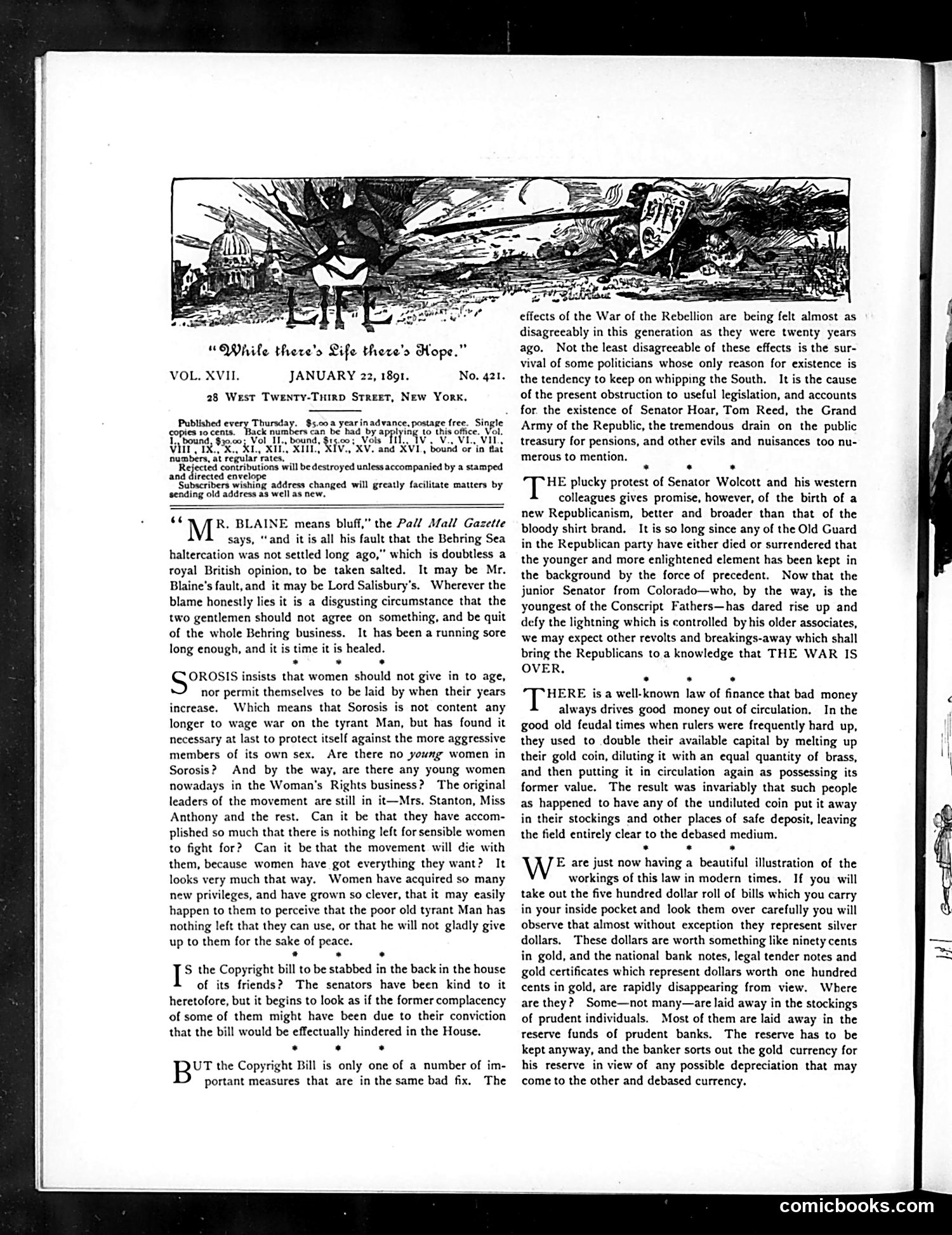 Life — January 22, 1891 — page 4: Life, 1891-01-22