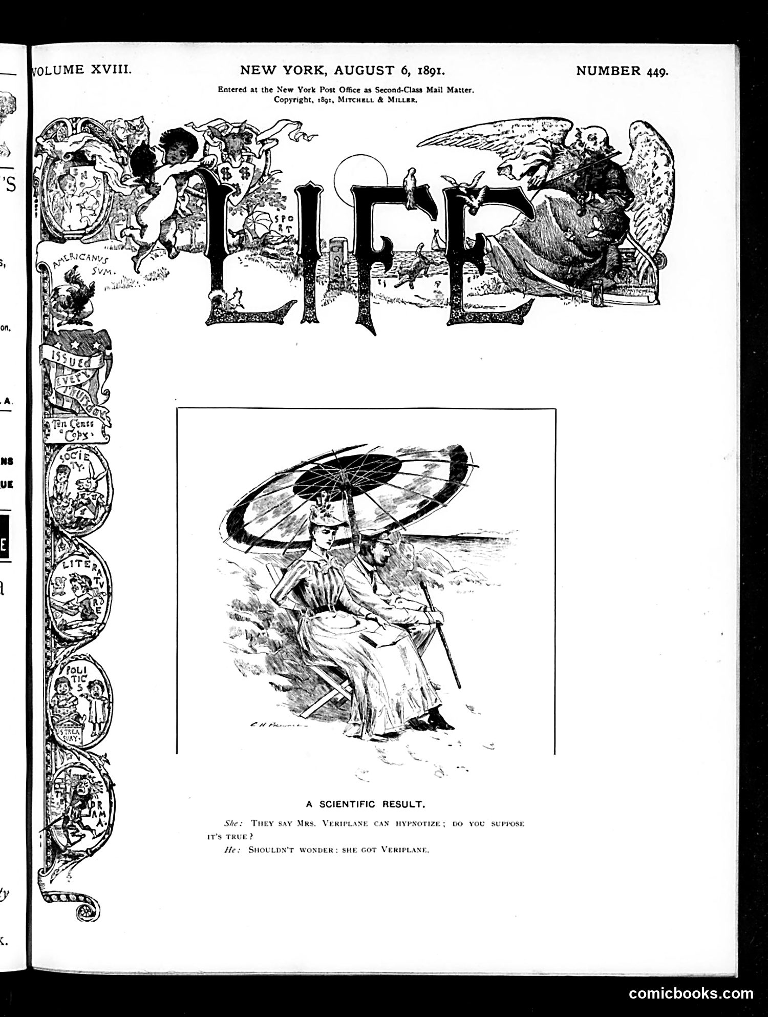 Life — August 6, 1891 — page 1: Life, 1891-08-06
