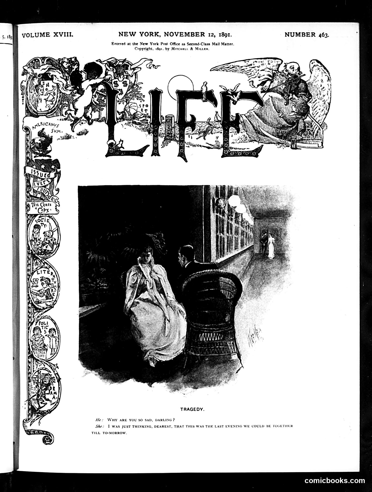 Life — November 12, 1891 — page 1: Life, 1891-11-12