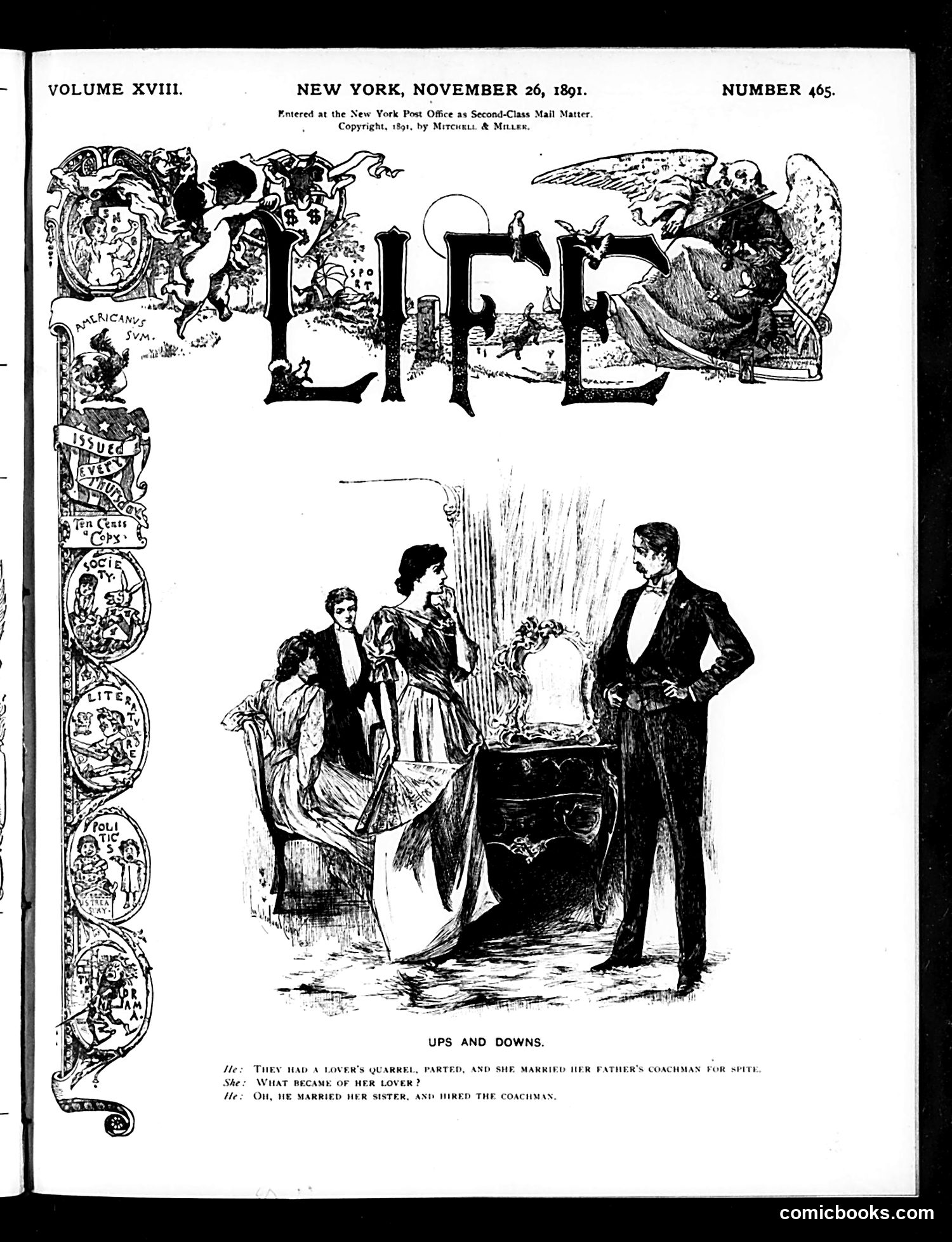 Life — November 26, 1891 — page 1: Life, 1891-11-26