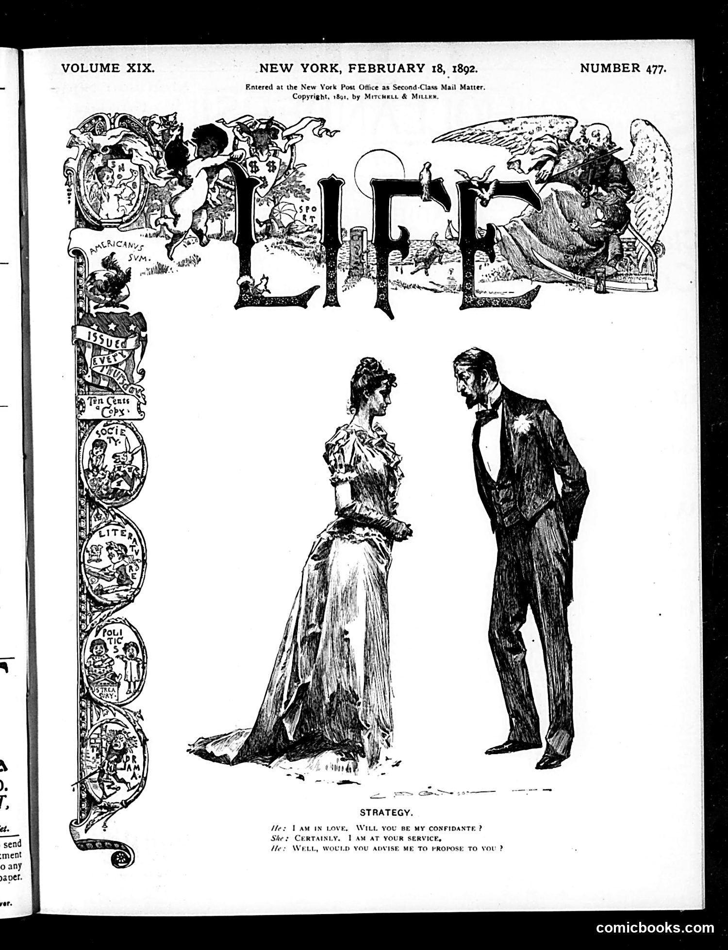 Life — February 18, 1892 — page 1: Life, 1892-02-18