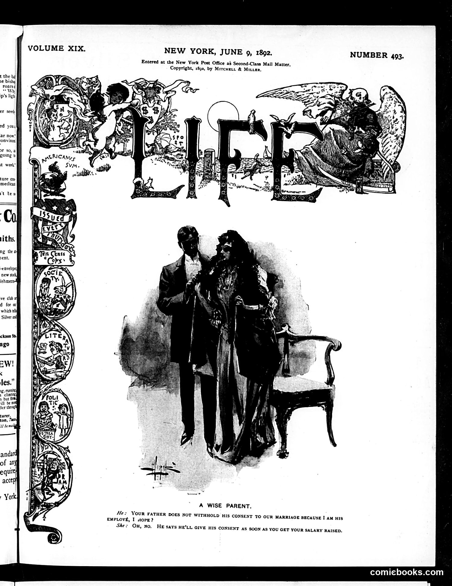 Life — June 9, 1892 — page 1: Life, 1892-06-09