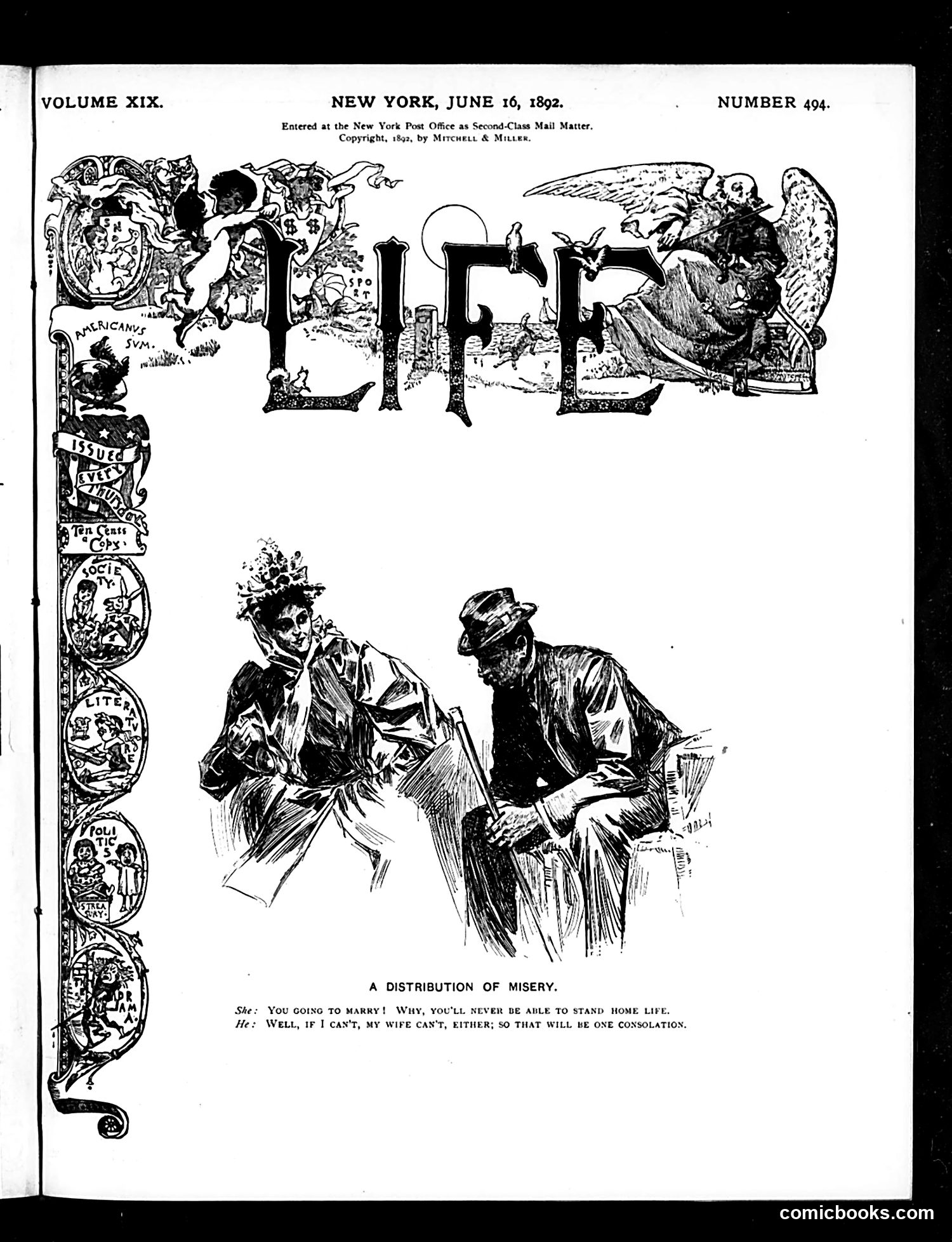 Life — June 16, 1892 — page 1: Life, 1892-06-16
