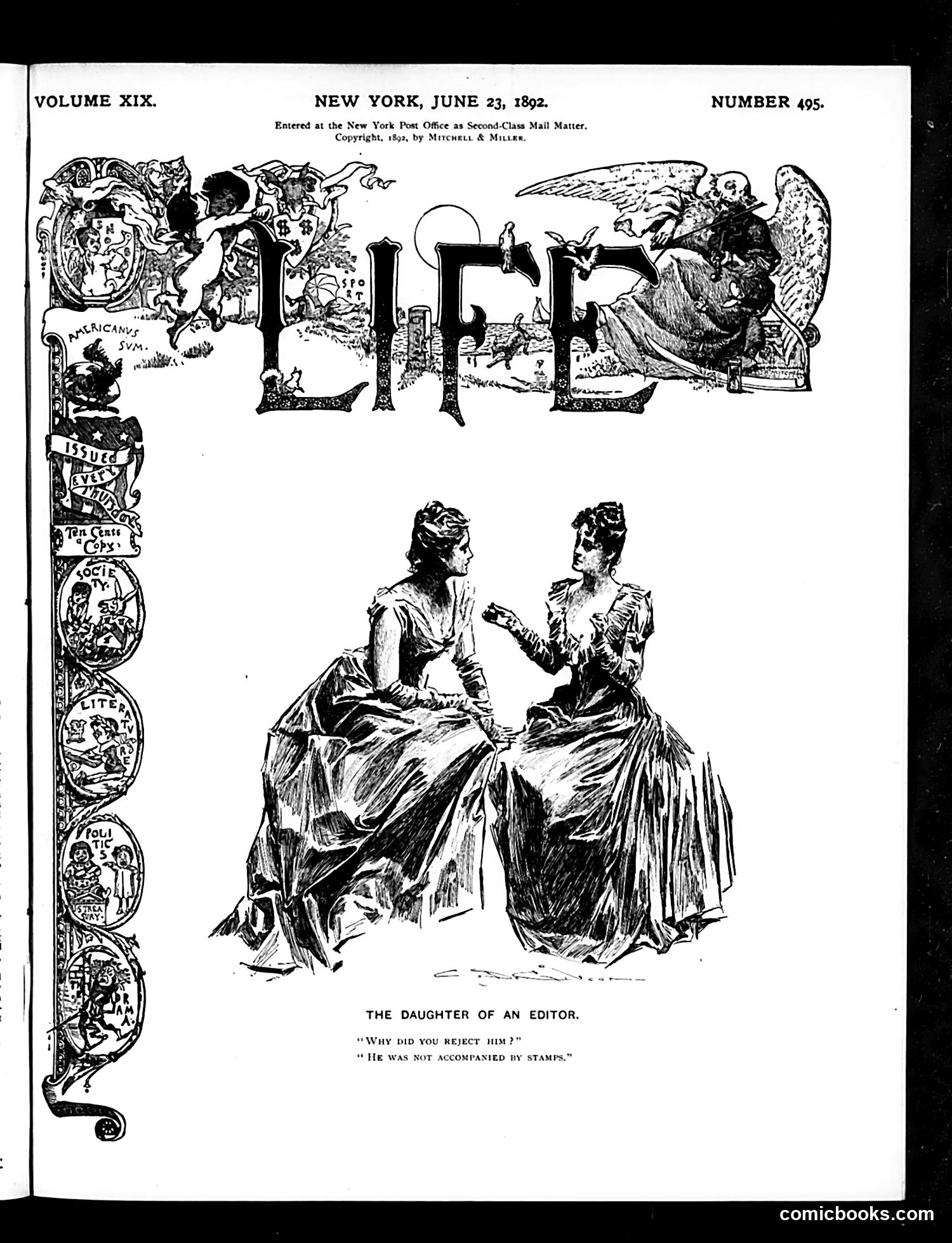 Life — June 23, 1892 — page 1: Life, 1892-06-23