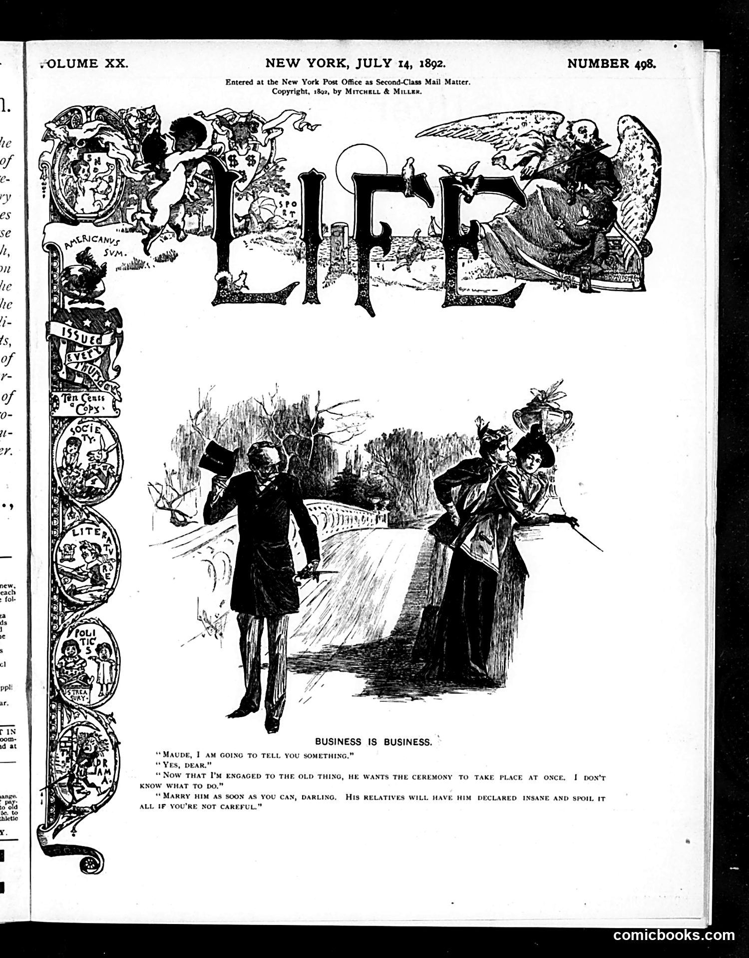 Life — July 14, 1892 — page 1: Life, 1892-07-14