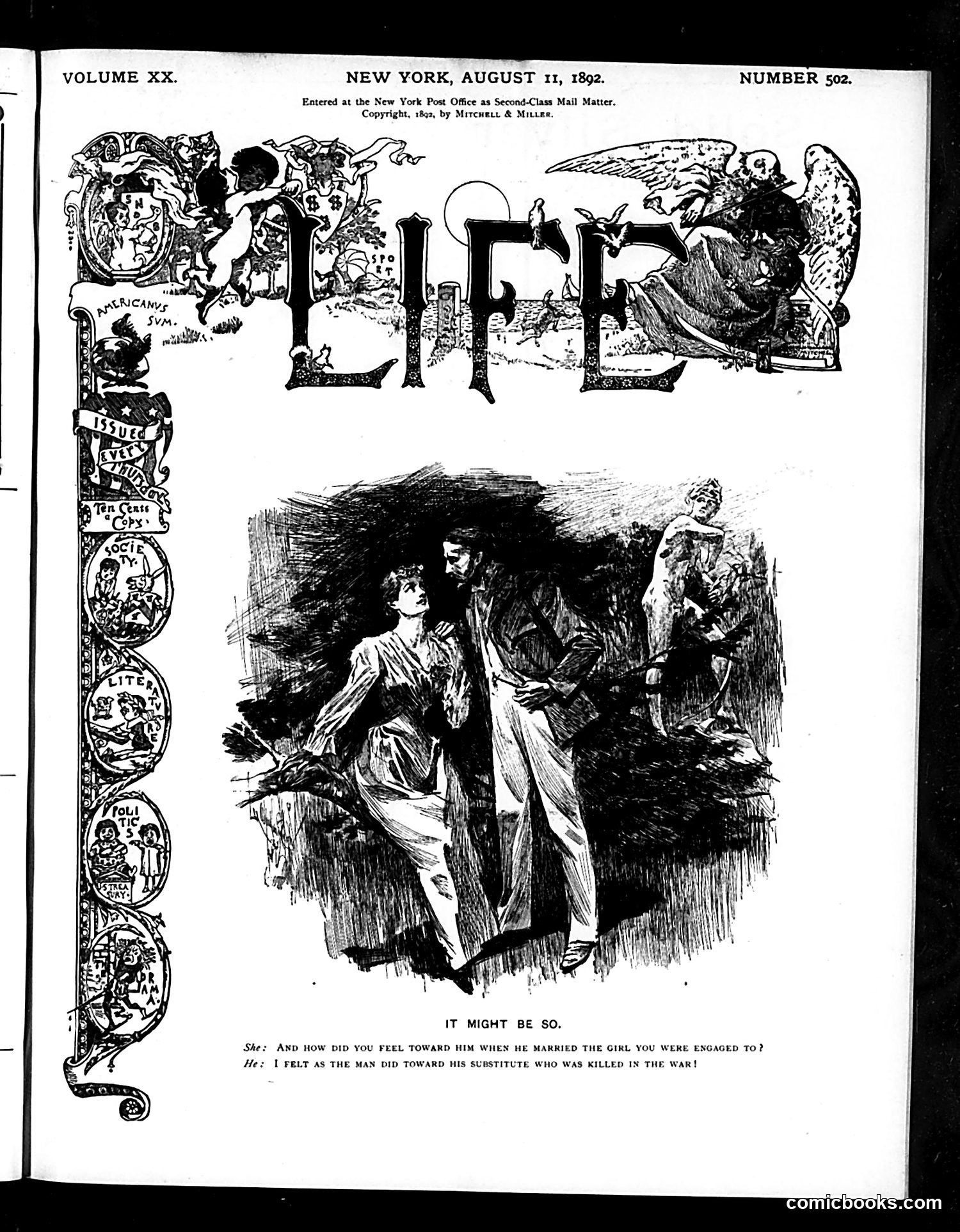 Life — August 11, 1892 — page 1: Life, 1892-08-11