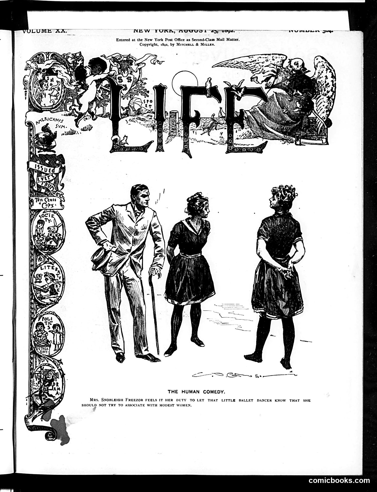 Life — August 25, 1892 — page 1: Life, 1892-08-25