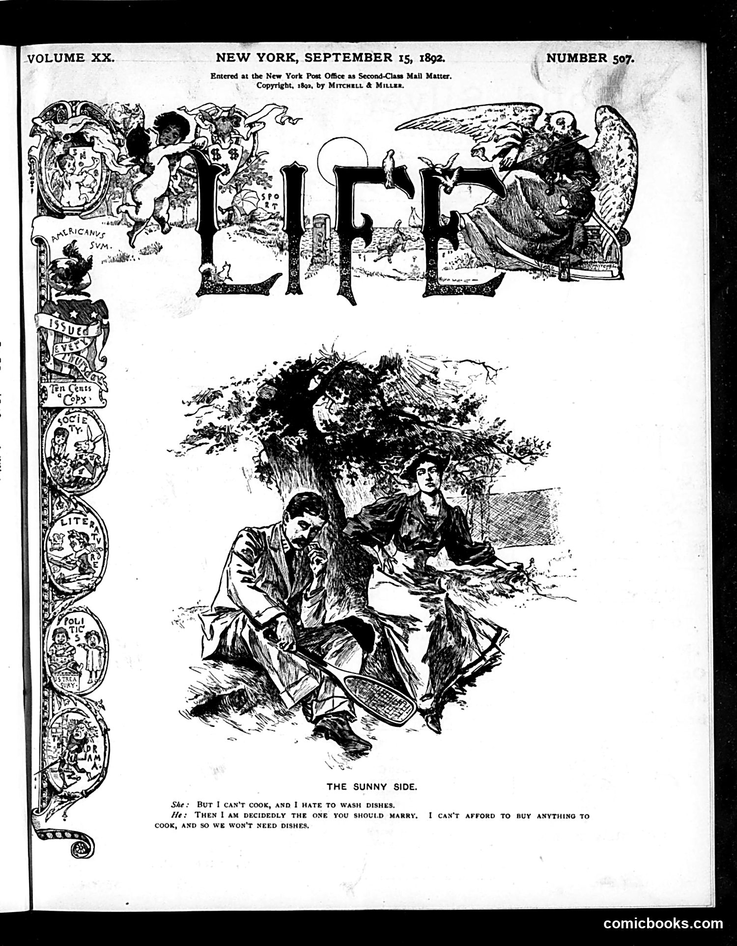 Life — September 15, 1892 — page 1: Life, 1892-09-15