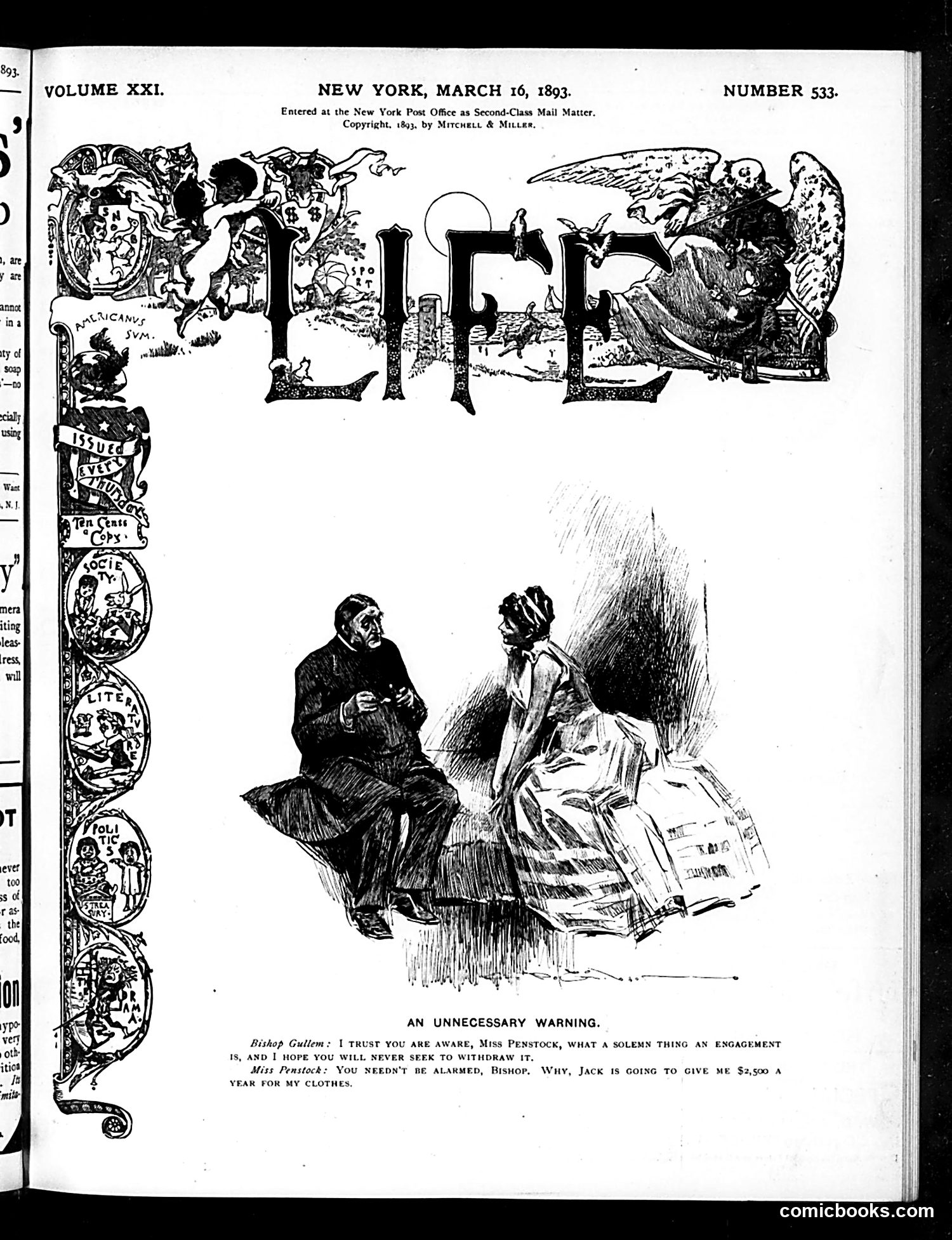 Life — March 16, 1893 — page 1: Life, 1893-03-16
