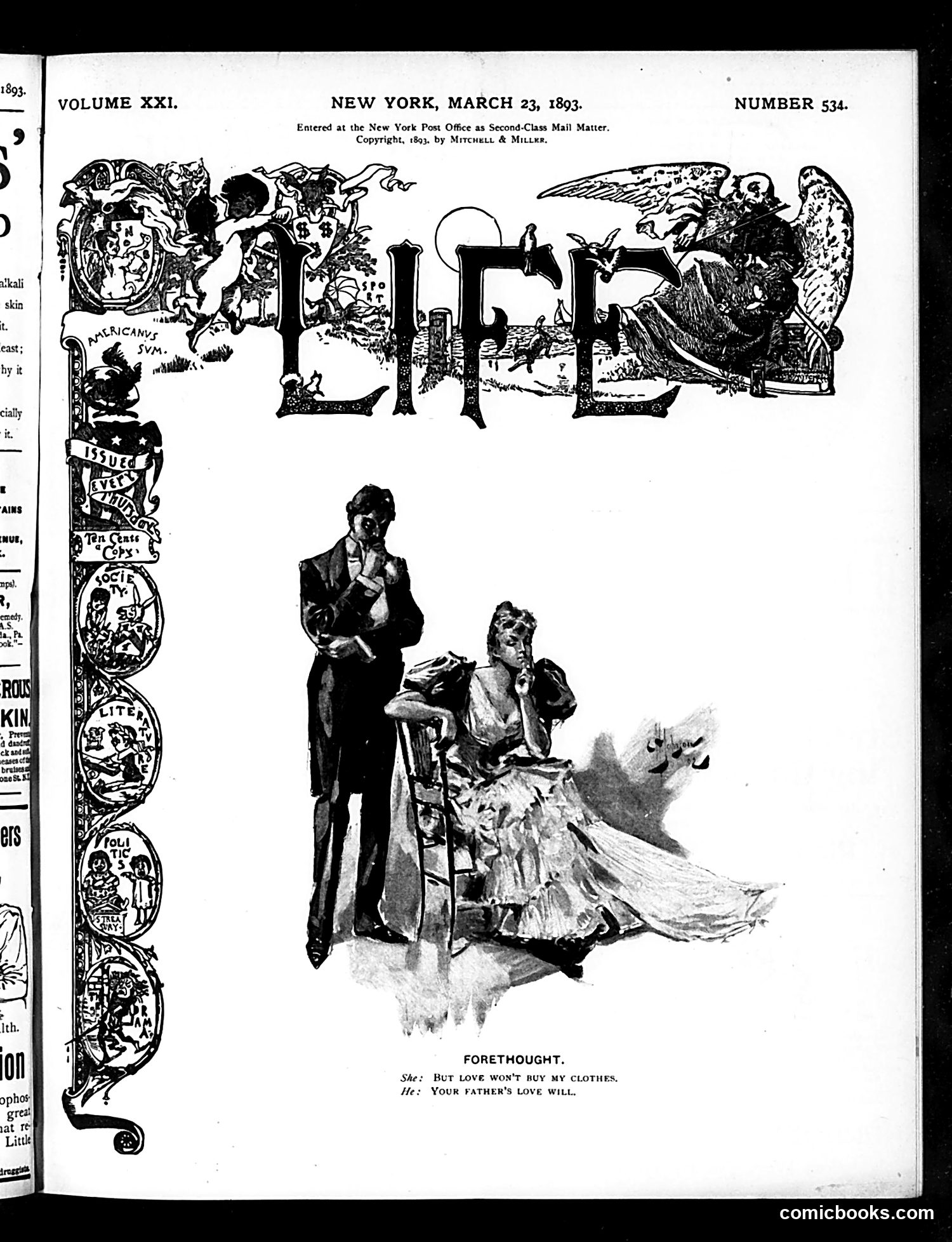 Life — March 23, 1893 — page 1: Life, 1893-03-23
