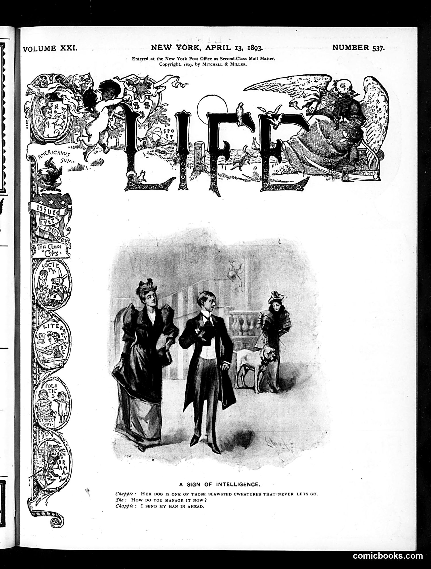 Life — April 13, 1893 — page 1: Life, 1893-04-13