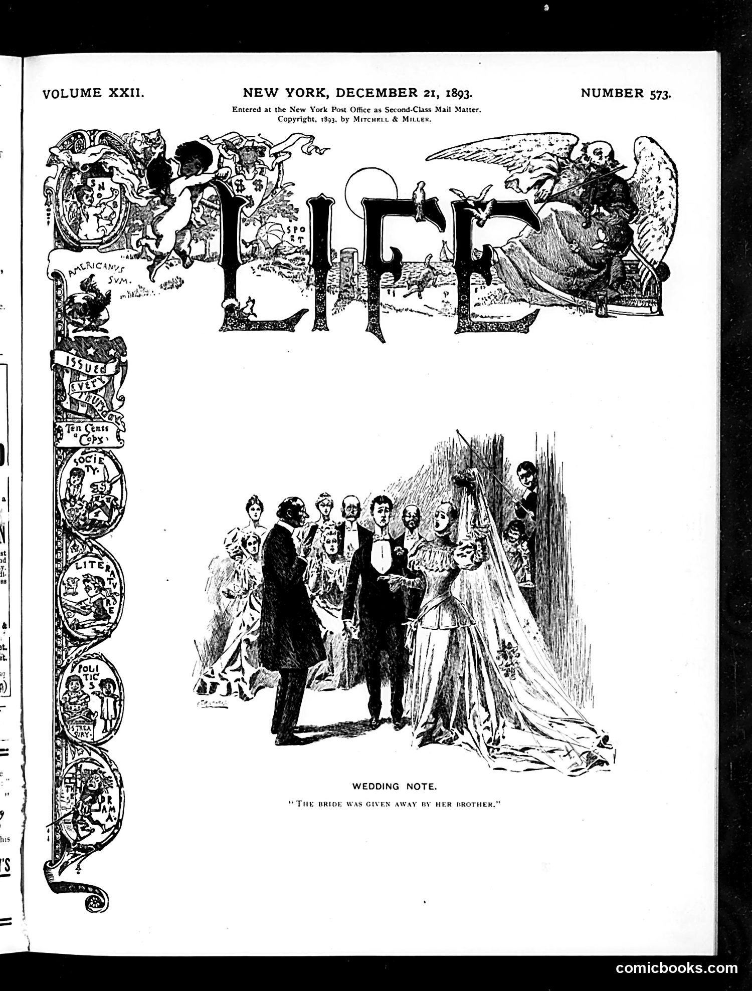 Life — December 21, 1893 — page 1: Life, 1893-12-21