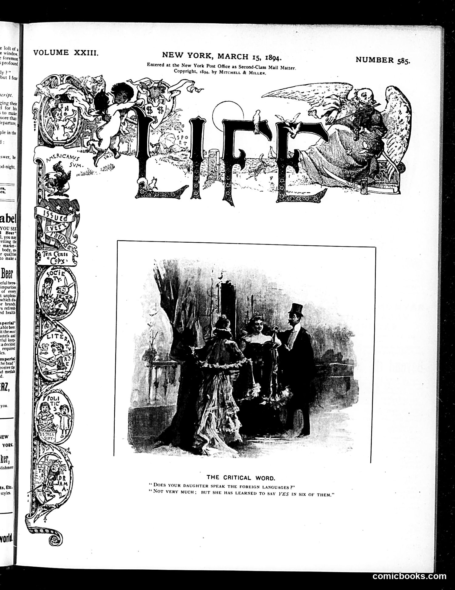 Life — March 15, 1894 — page 1: Life, 1894-03-15