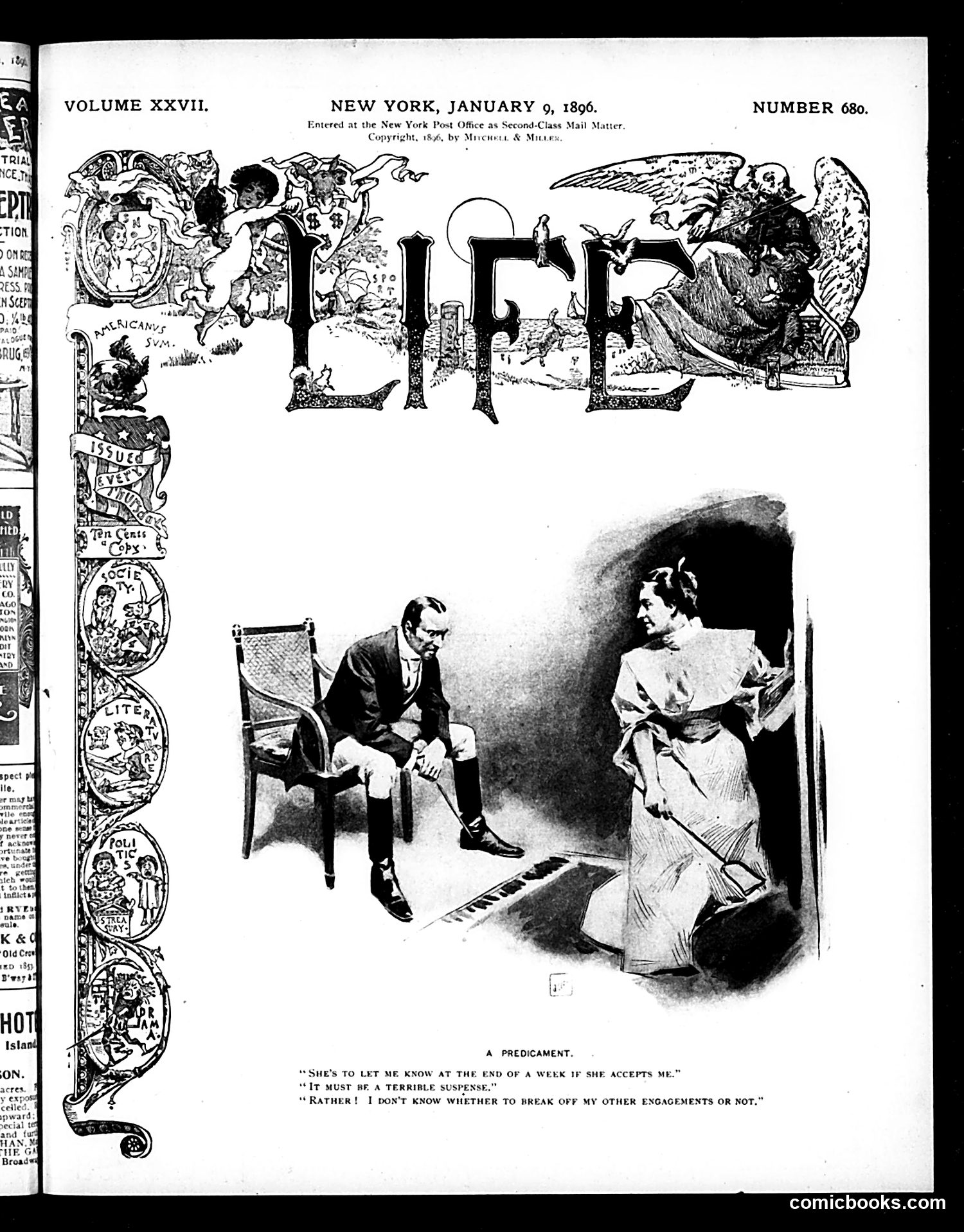 Life — January 9, 1896 — page 1: Life, 1896-01-09