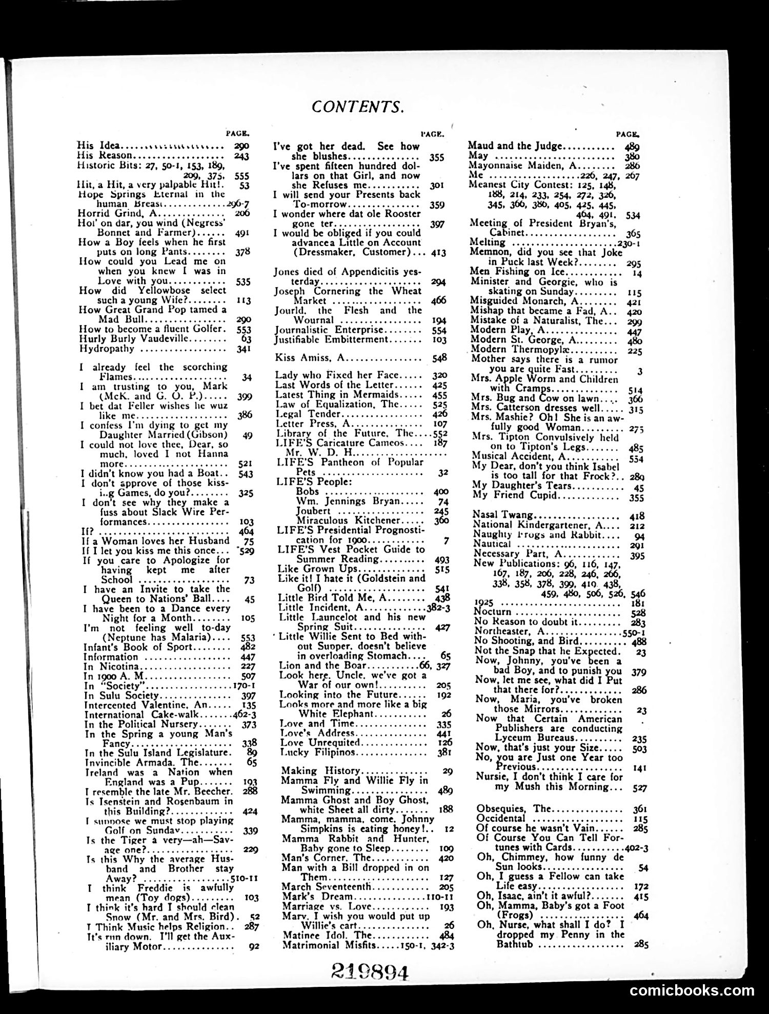 Life — 1900 — page 1: Life, 1900