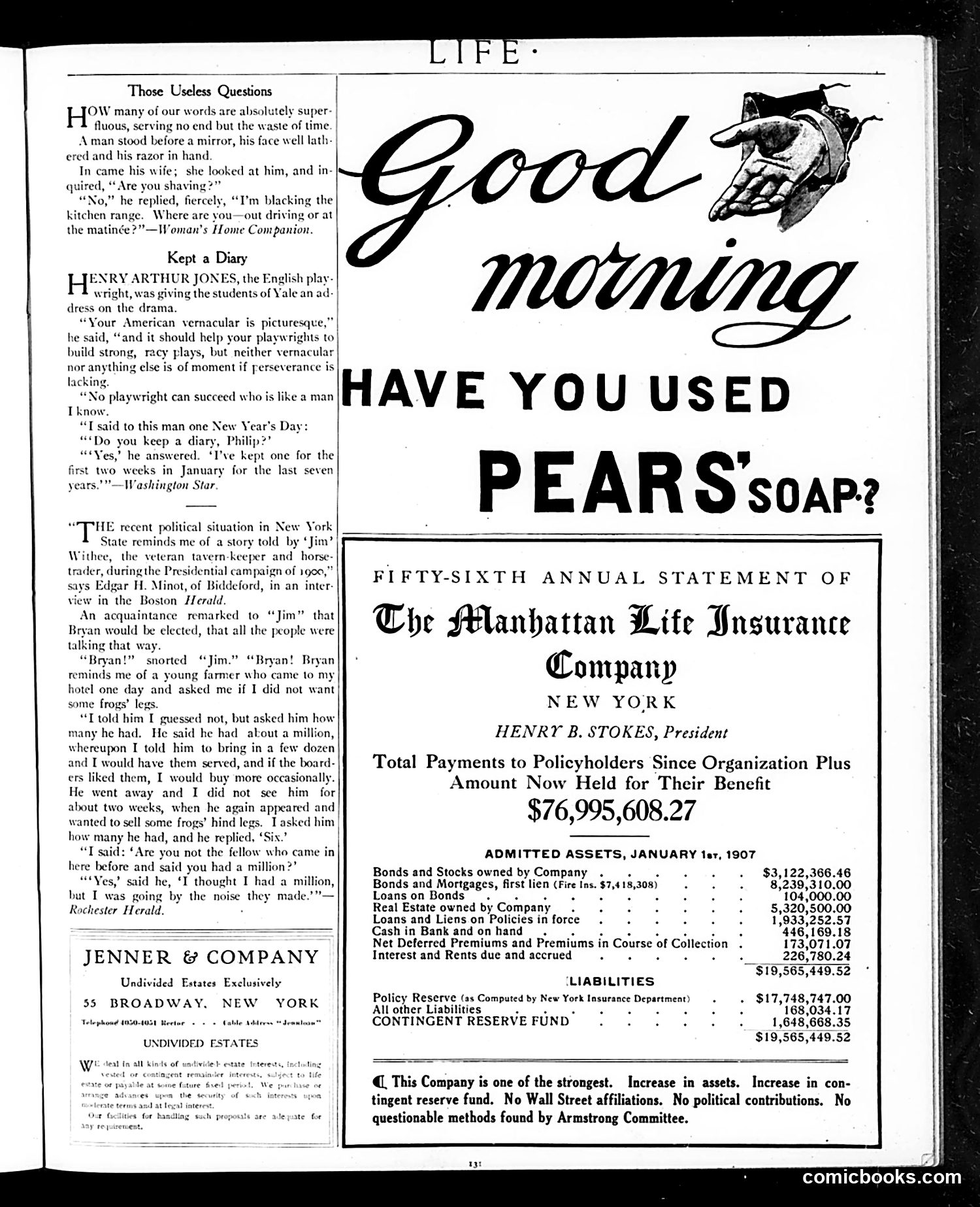 Life — January 24, 1907 — page 3: Life, 1907-01-24
