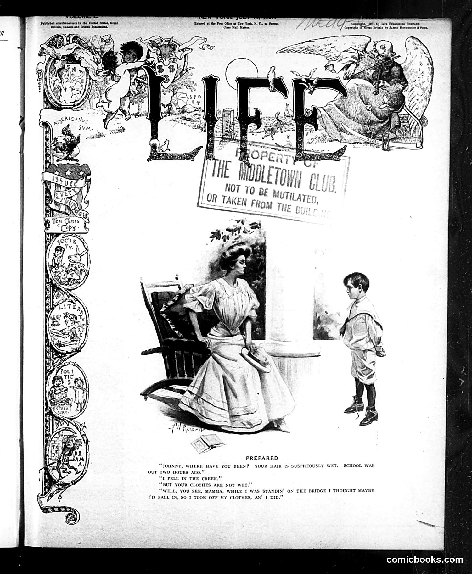 Life — July 11, 1907 — page 1: Life, 1907-07-11