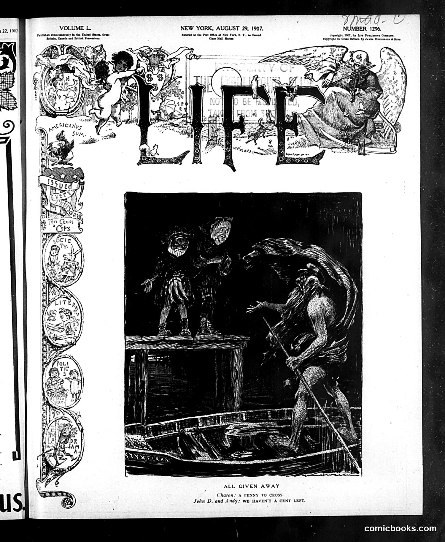 Life — August 29, 1907 — page 1: Life, 1907-08-29
