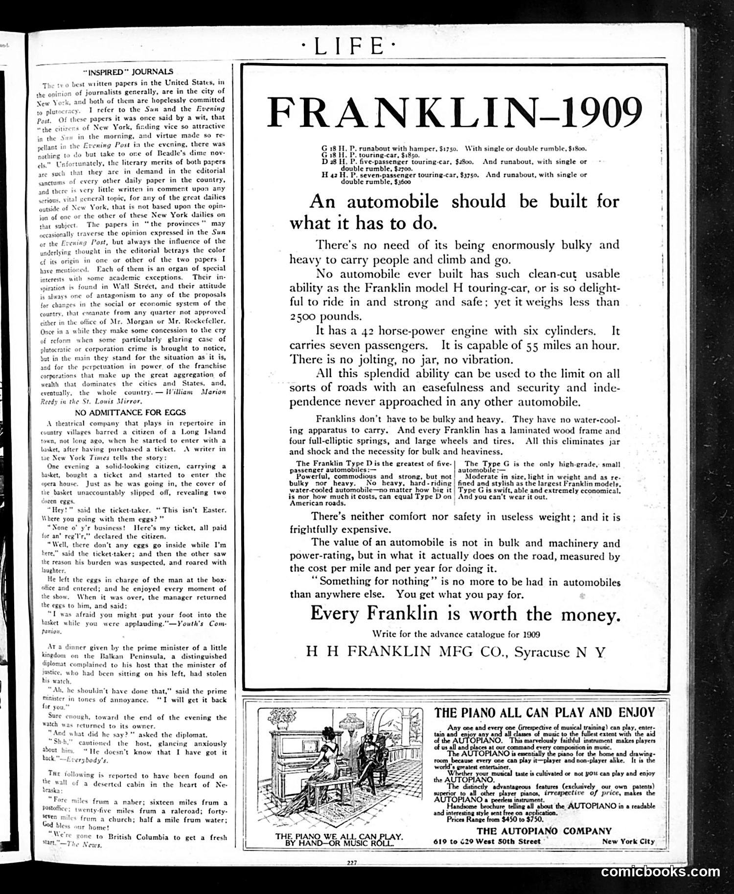 Life — September 3, 1908 — page 3: Life, 1908-09-03