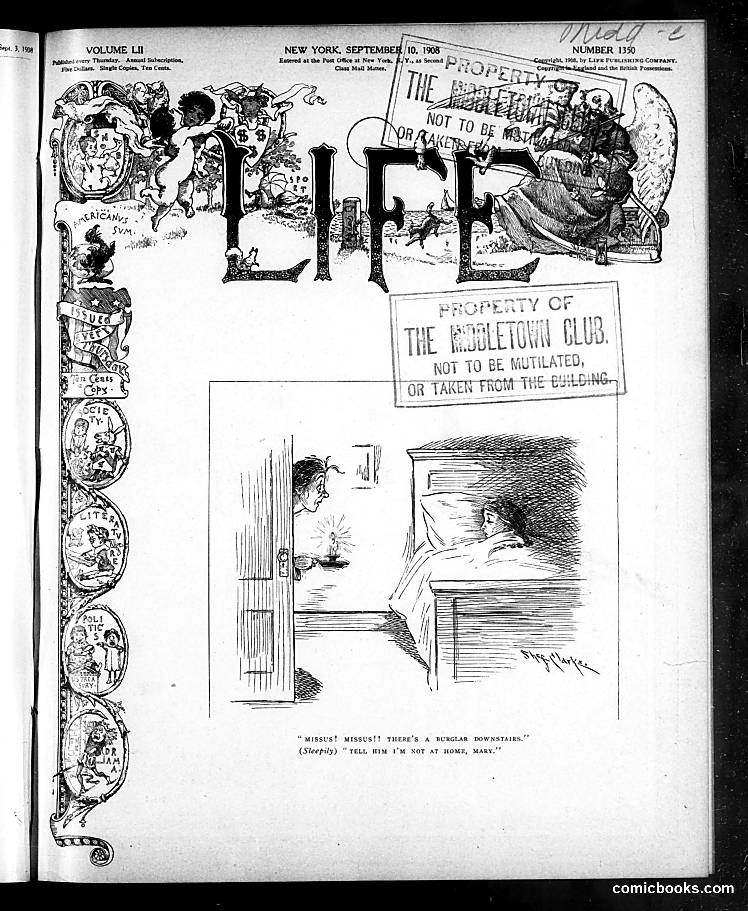 Life — September 10, 1908 — page 1: Life, 1908-09-10
