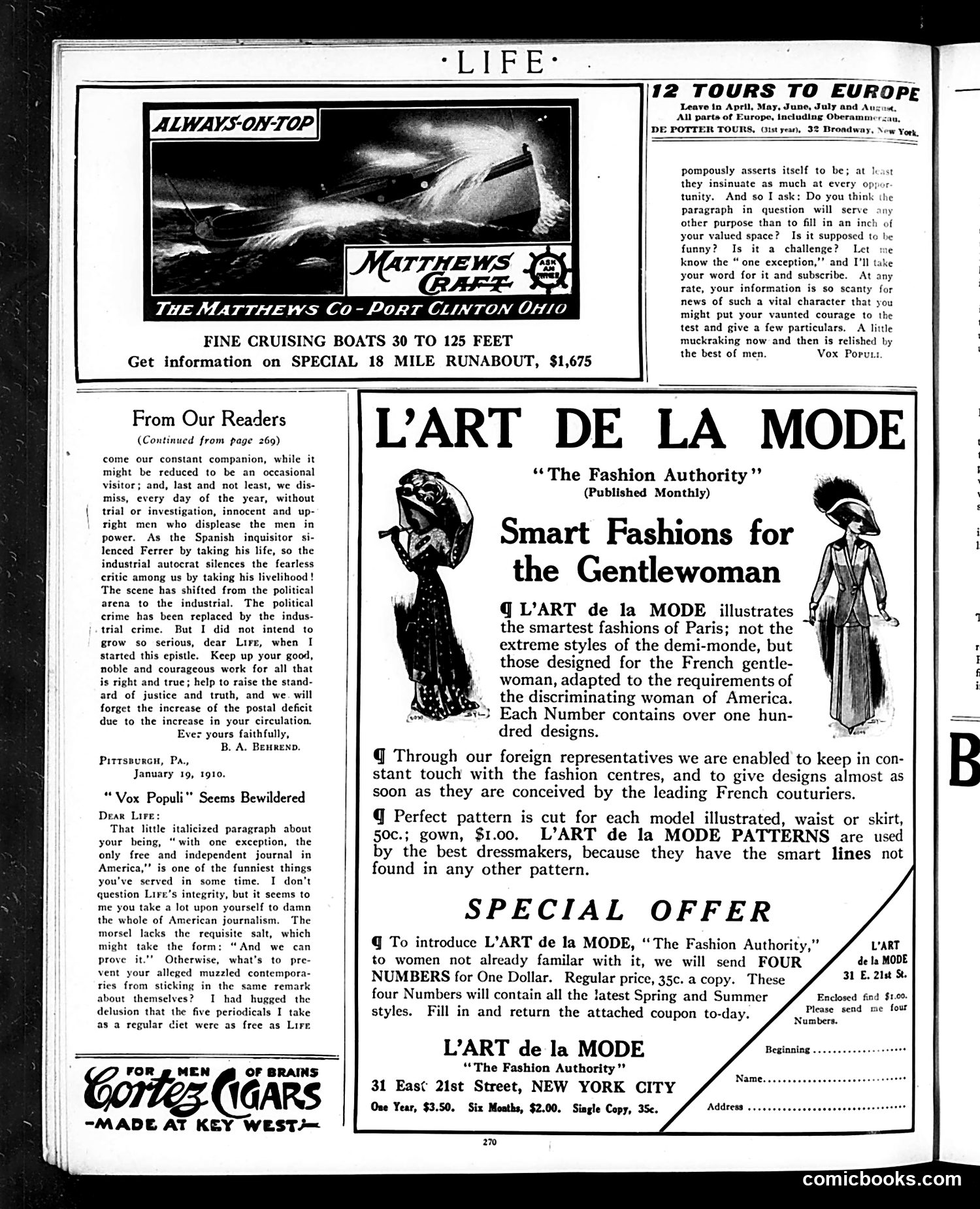 Life — February 17, 1910 — page 6: Life, 1910-02-17