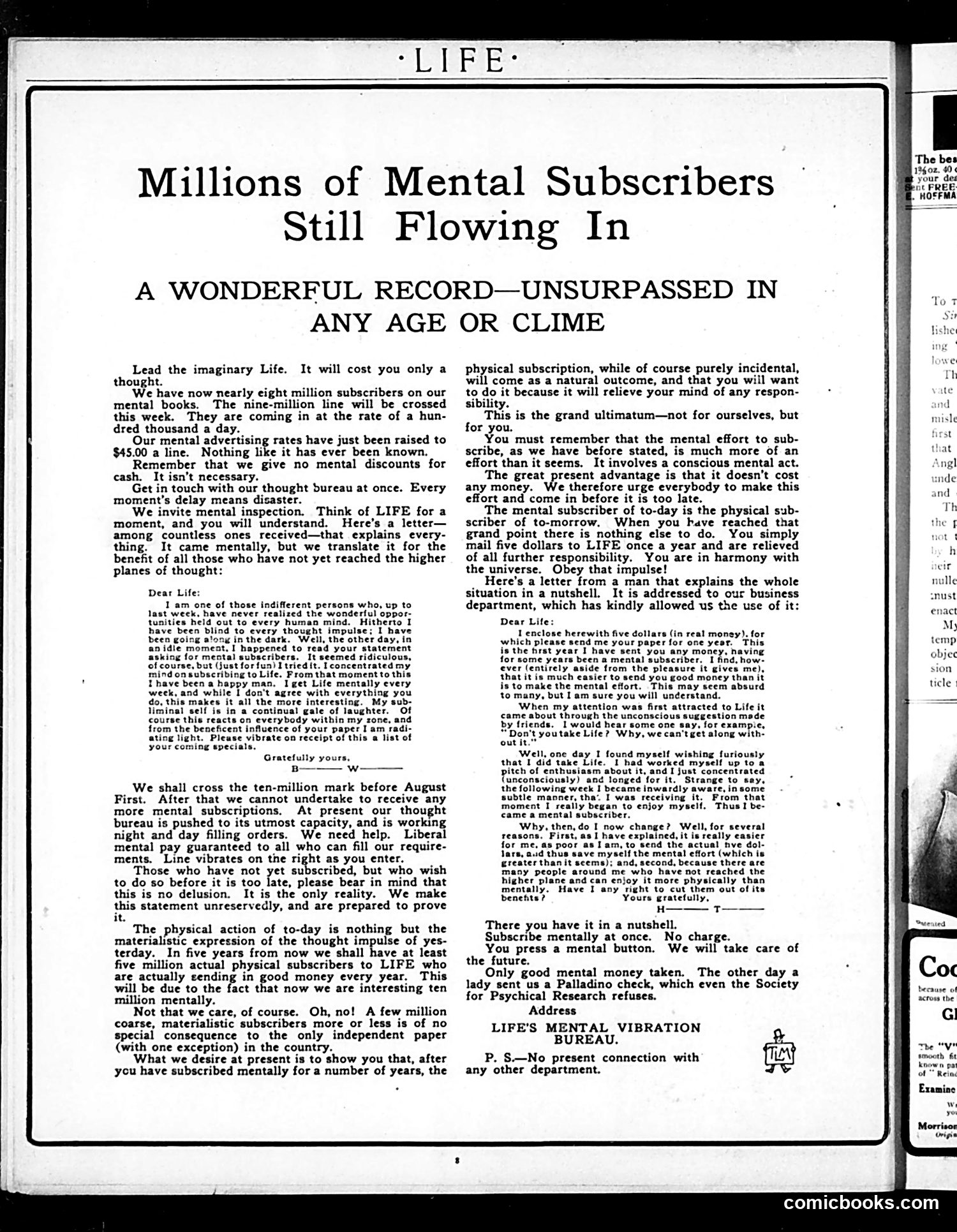 Life — July 7, 1910 — page 8: Life, 1910-07-07